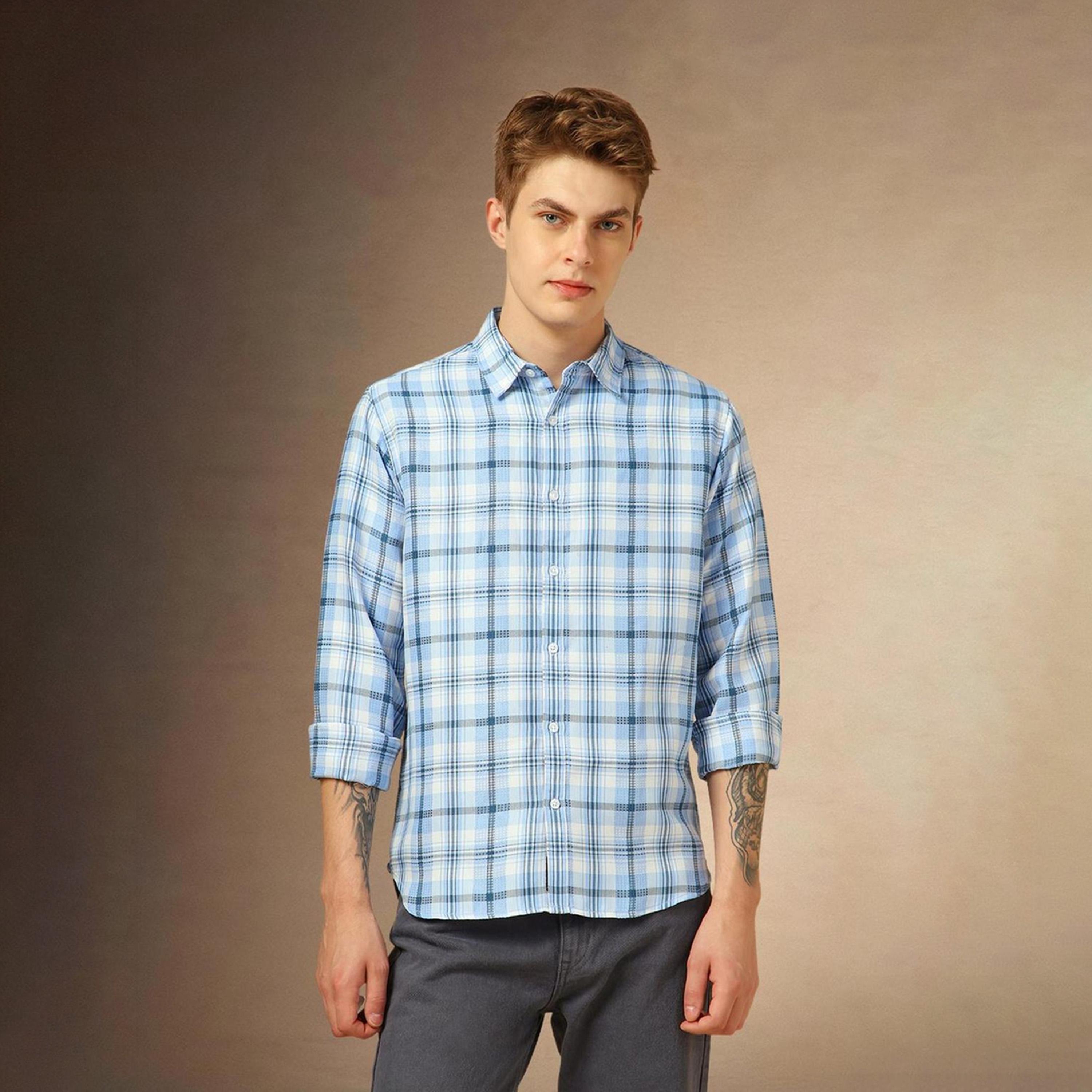 دينيس لينغو× ستايلي-  قميص كاجوال متعدد الألوان ياقة واسعة من قطن الترتان ومقاس مريح-men-clothing-shirts-image-3
