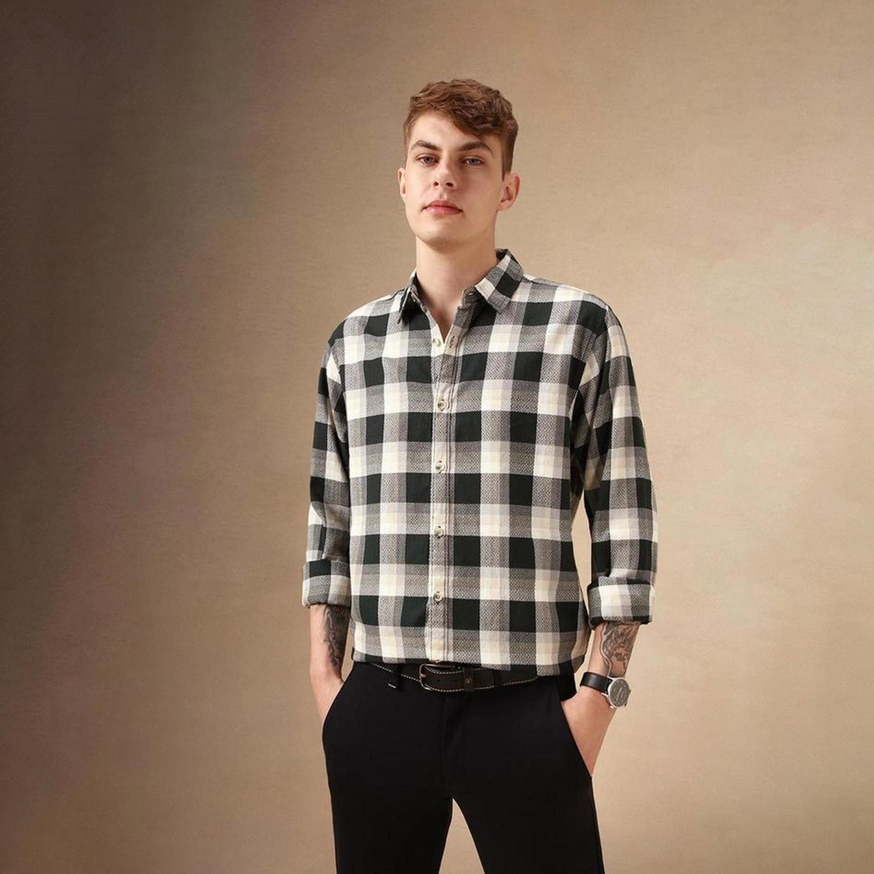 Dennis Lingo X Styli Buffalo Checks Relaxed Fit Cotton Casual Shirt-men-clothing-shirts-image-4