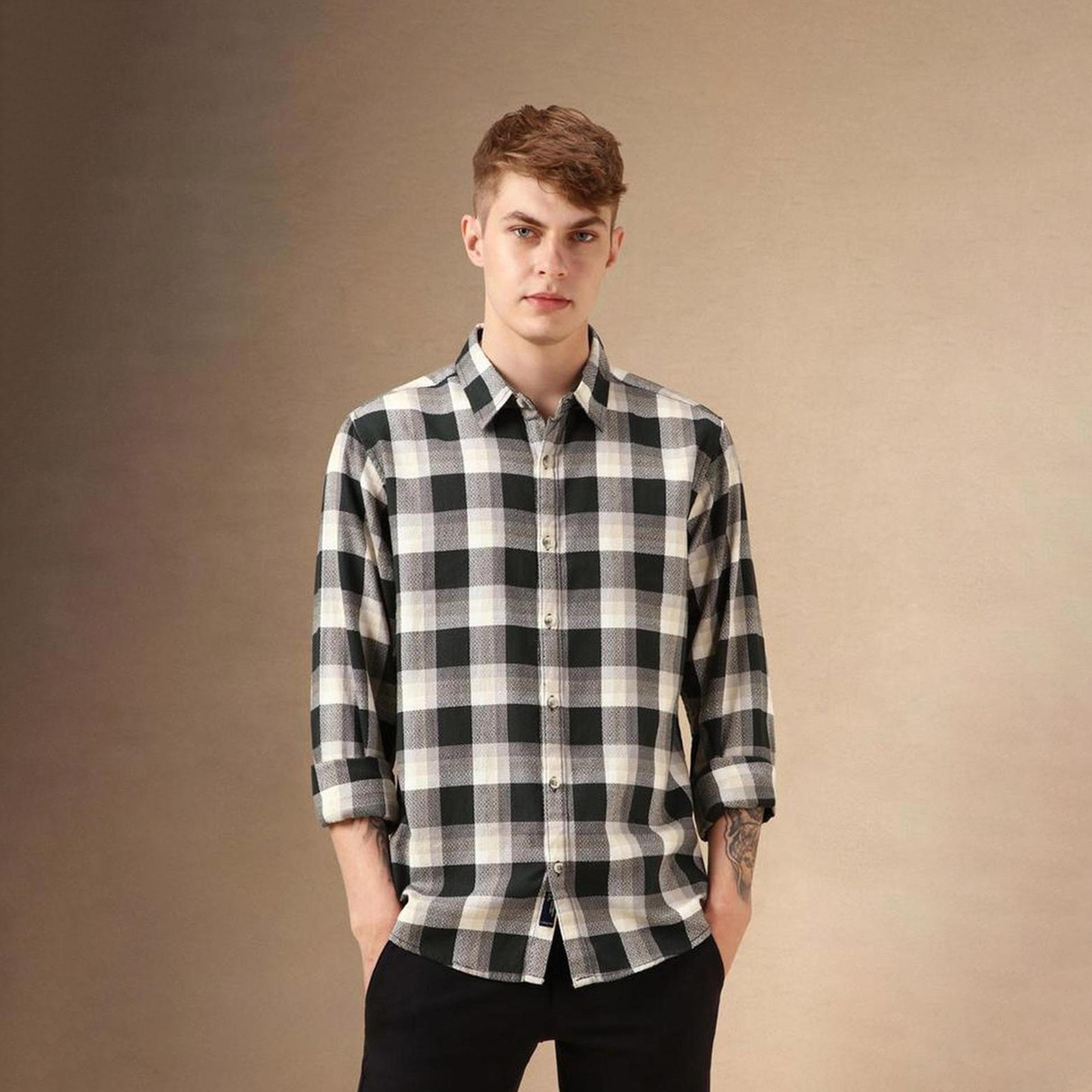 Dennis Lingo X Styli Buffalo Checks Relaxed Fit Cotton Casual Shirt-men-clothing-shirts-image-5