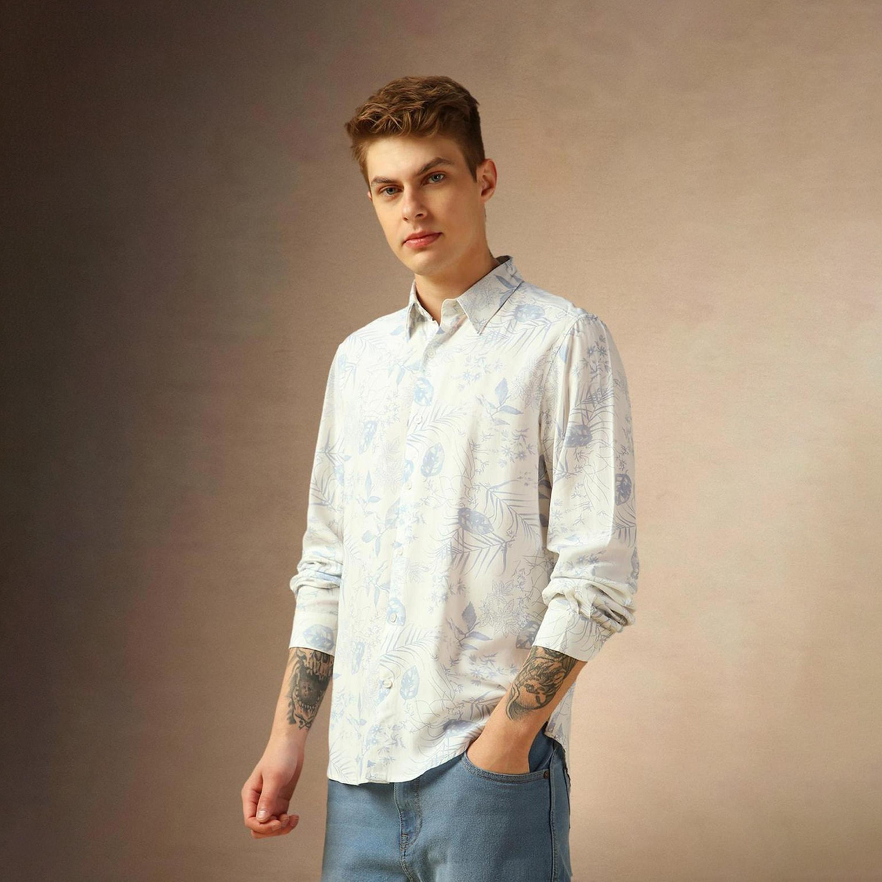 Dennis Lingo X Styli Men Comfort Spread Collar Floral Printed Cotton Casual Shirt-men-clothing-shirts-image-1