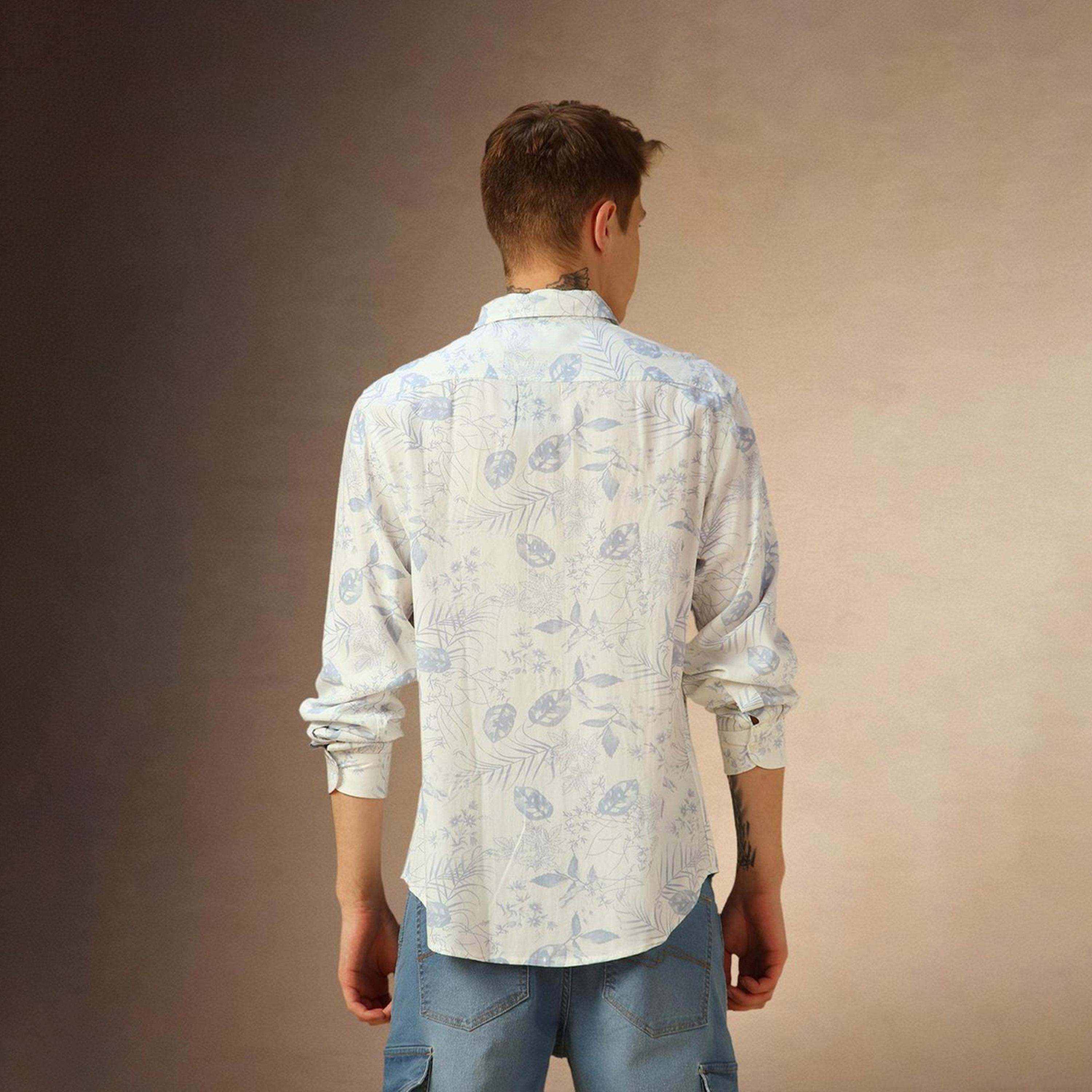 Dennis Lingo X Styli Men Comfort Spread Collar Floral Printed Cotton Casual Shirt-men-clothing-shirts-image-2