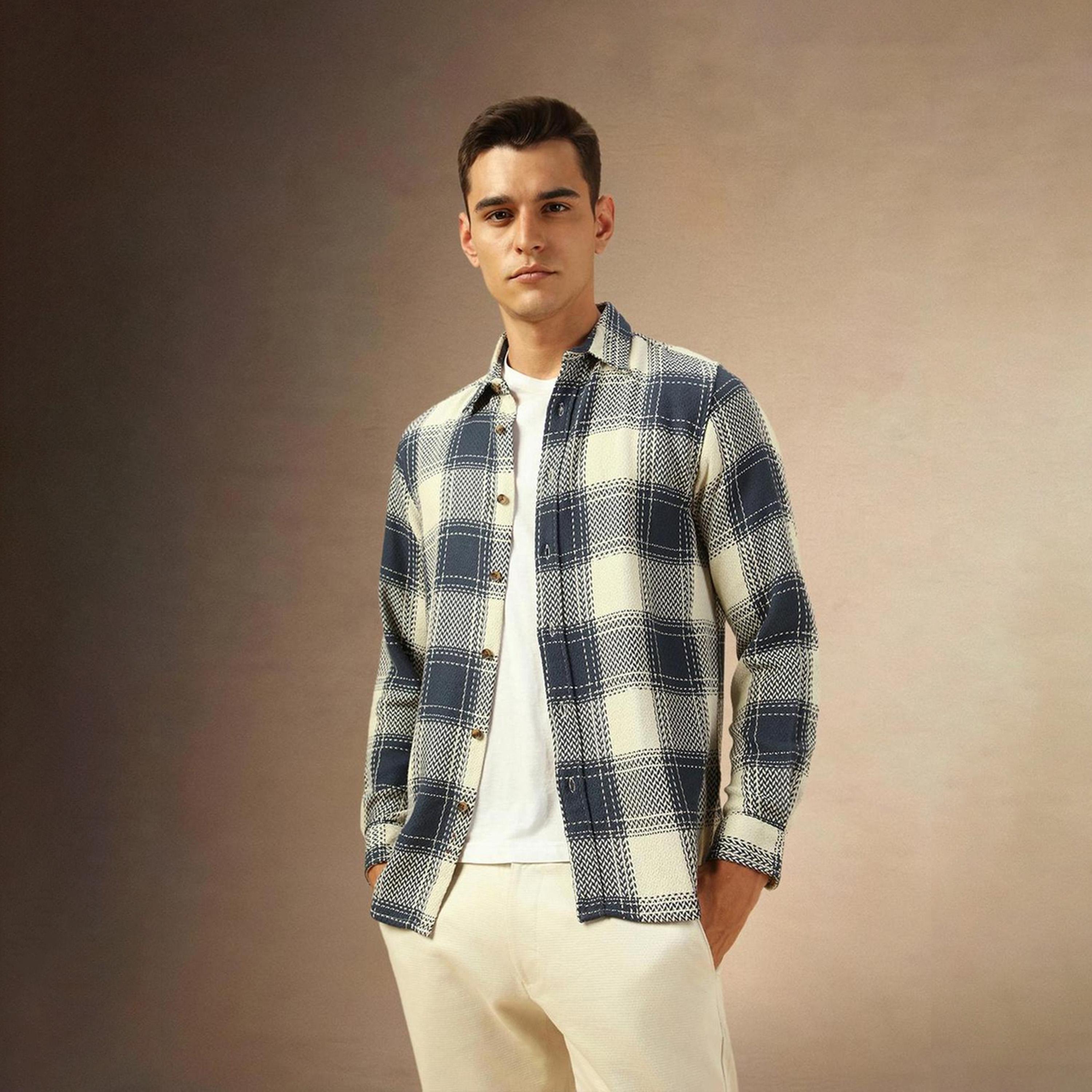 دينيس لينغو× ستايلي-  سترة رجالية مريحة ياقة واسعة قطن بمقاس مريح-men-clothing-shirts-image-3