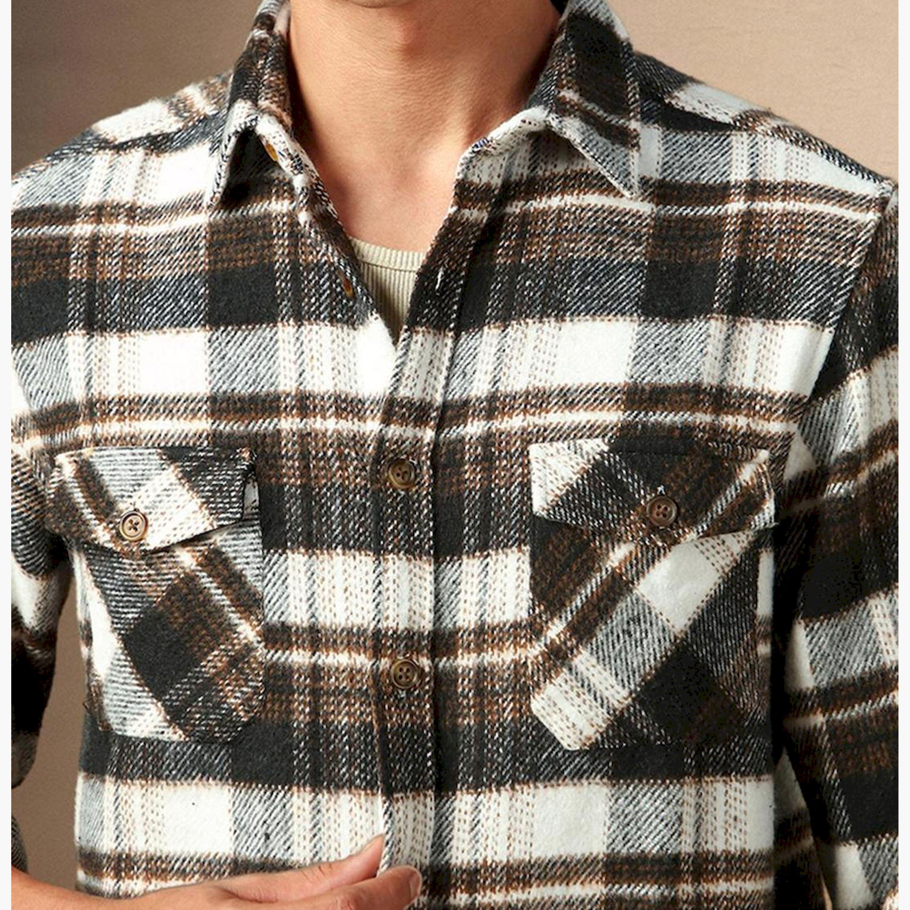 Dennis Lingo X Styli Brown Spread Collar Flannel Checked Cotton Relaxed Fit Shacket-men-clothing-shirts-image-5