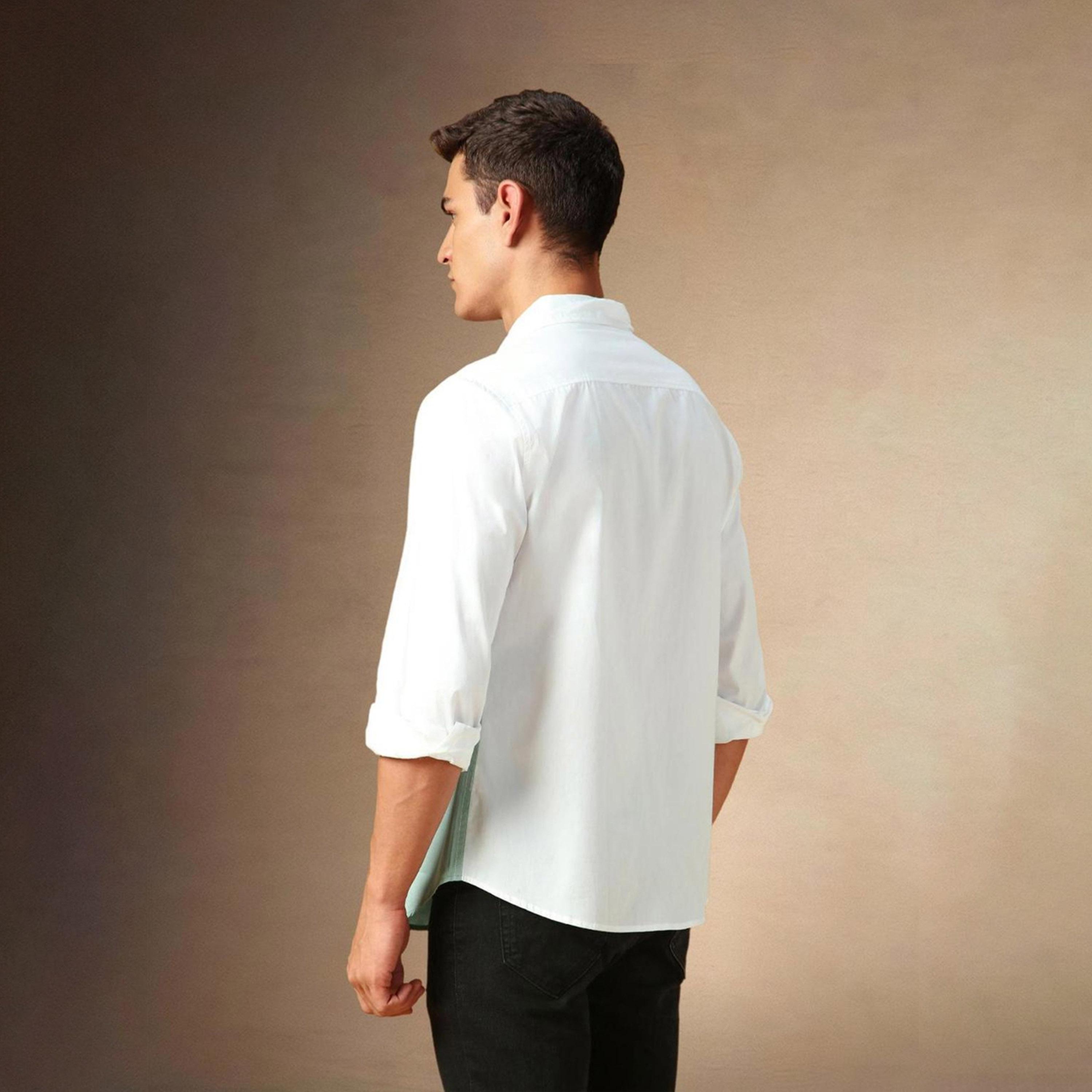Dennis Lingo X Styli White Spread Collar Colourblocked Casual Shirt-men-clothing-shirts-image-4