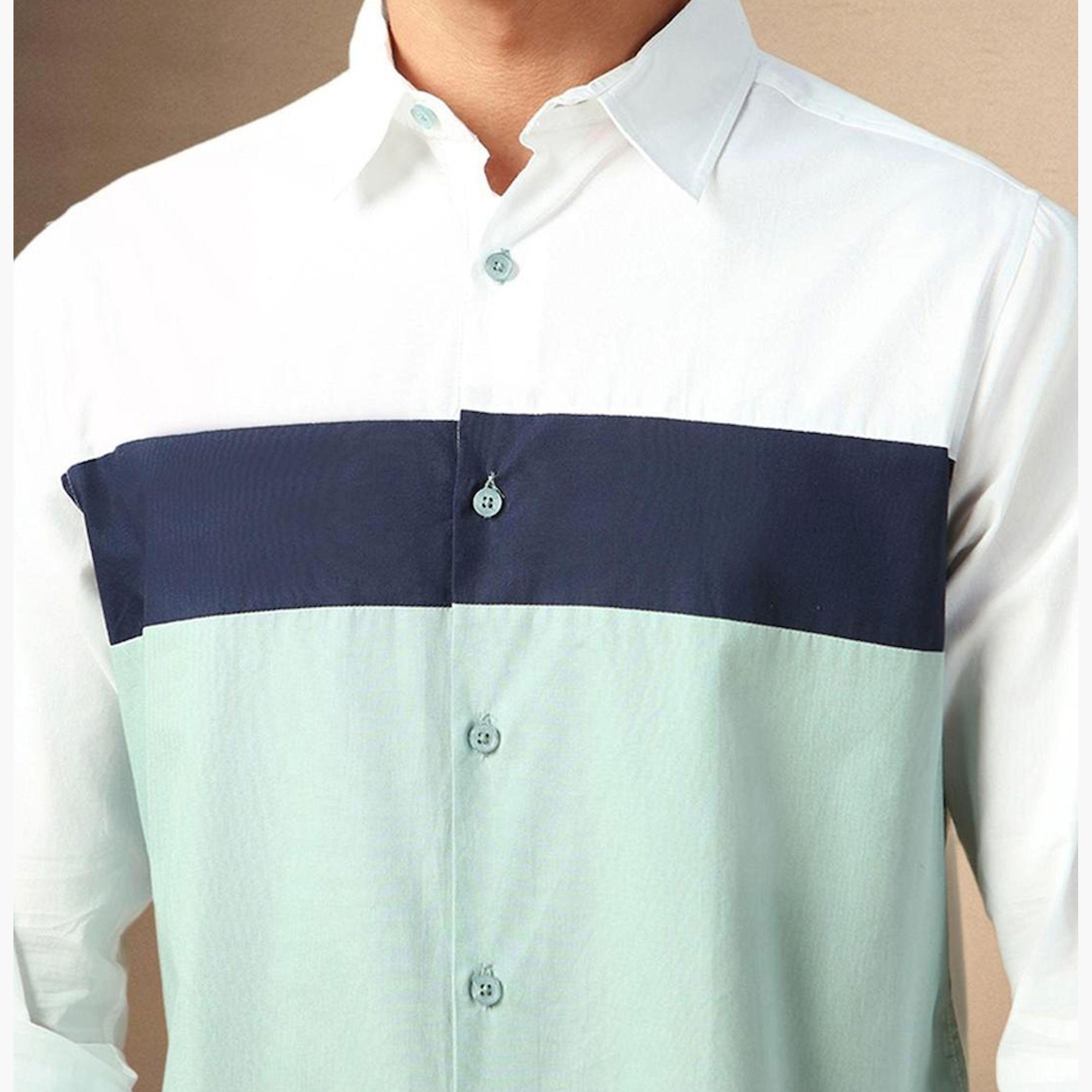 دينيس لينغو× ستايلي-  قميص كاجوال ياقة واسعة لون أبيض-men-clothing-shirts-image-6