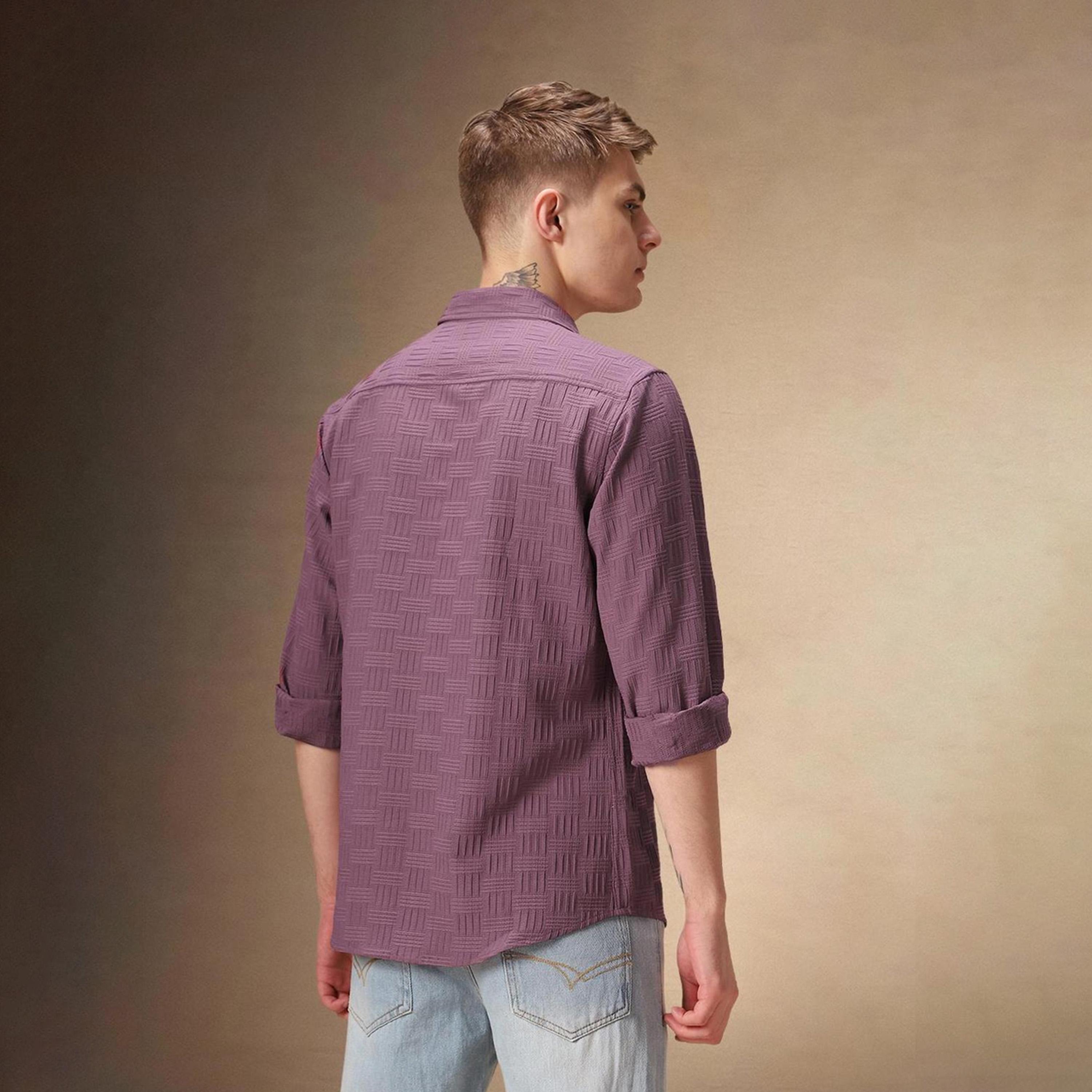 دينيس لينغو× ستايلي-  قميص كاجوال قطن ياقة ممتدة باللون البني-men-clothing-shirts-image-2