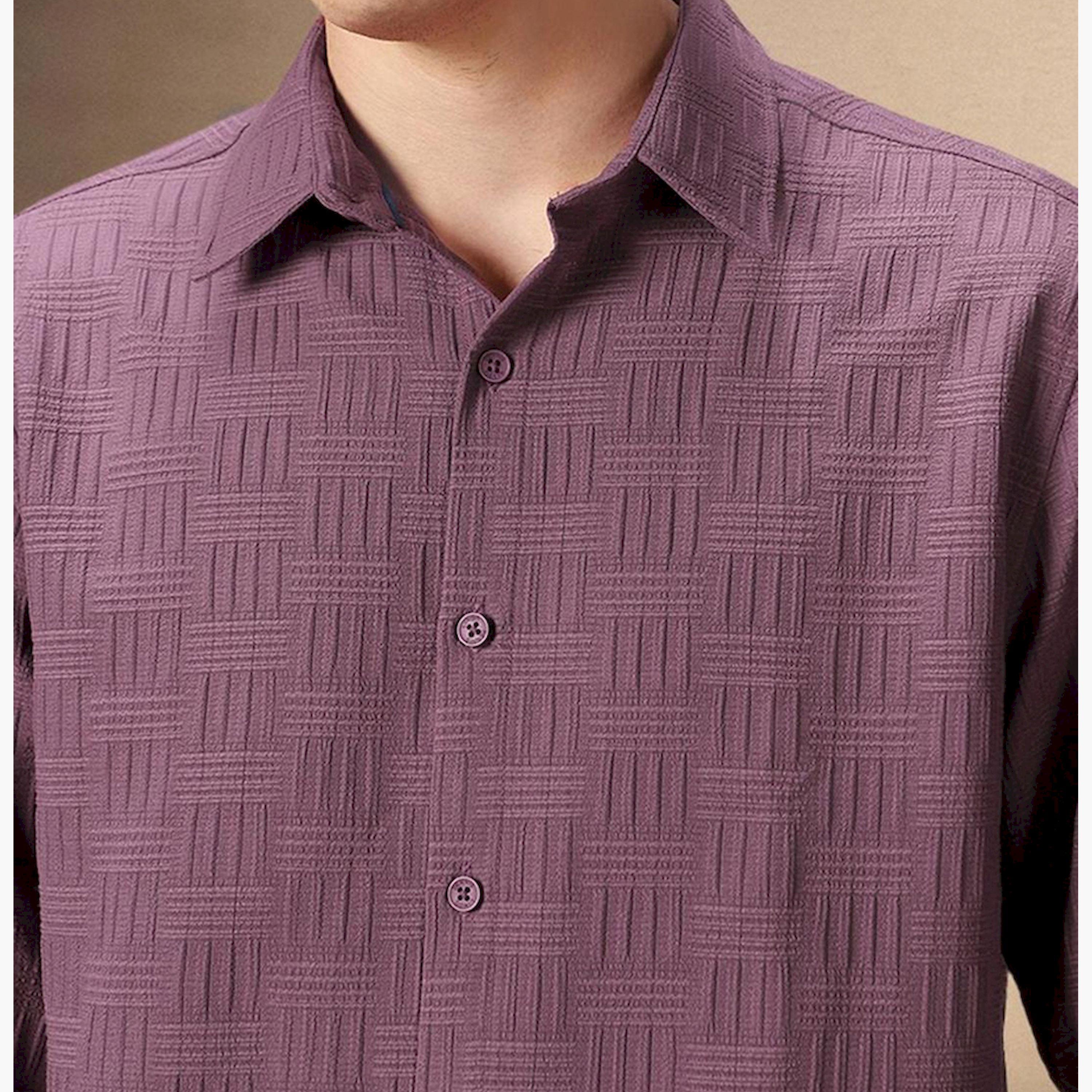 دينيس لينغو× ستايلي-  قميص كاجوال قطن ياقة ممتدة باللون البني-men-clothing-shirts-image-5