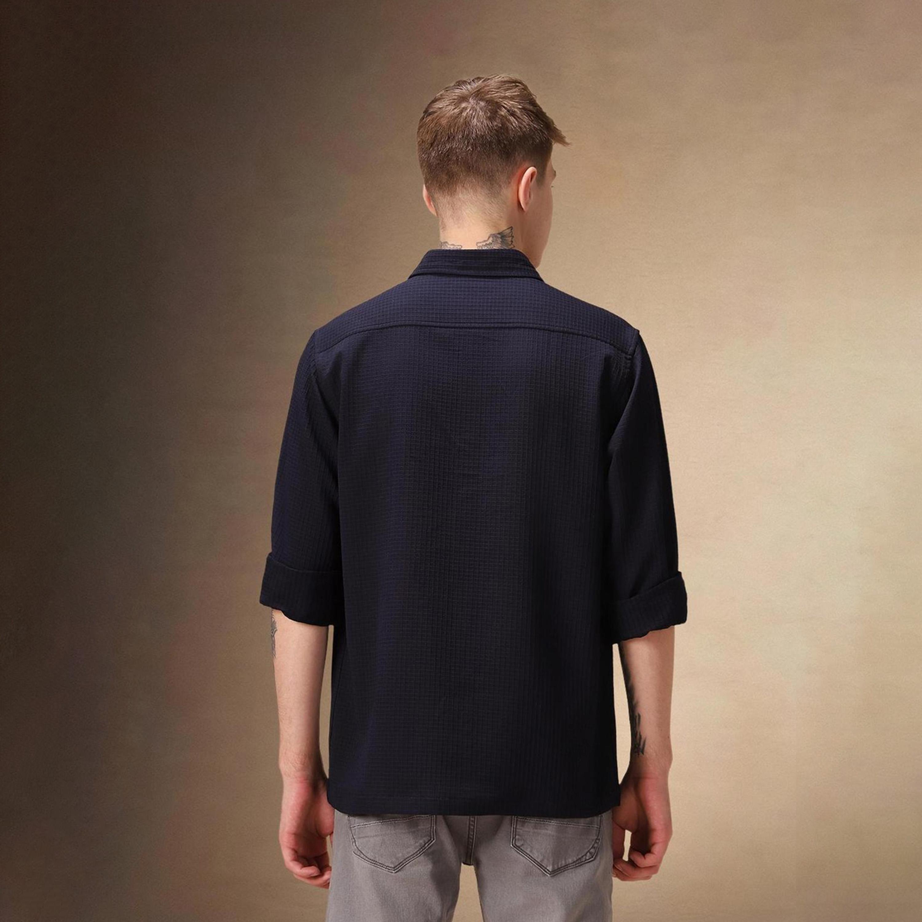 Dennis Lingo X Styli Men Spread Collar Textured Cotton Relaxed Fit Casual Shirt-men-clothing-shirts-image-3