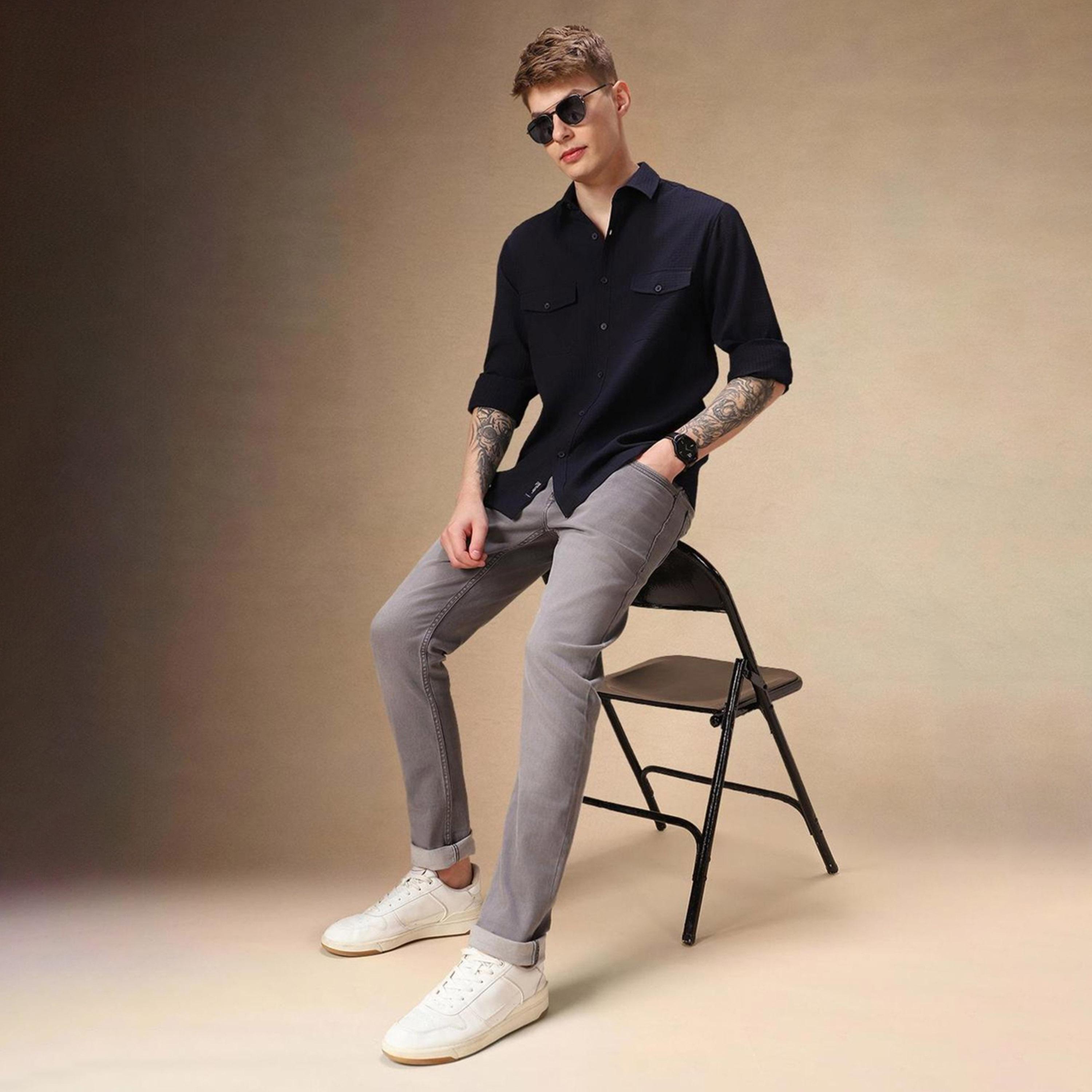 Dennis Lingo X Styli Men Spread Collar Textured Cotton Relaxed Fit Casual Shirt-men-clothing-shirts-image-6
