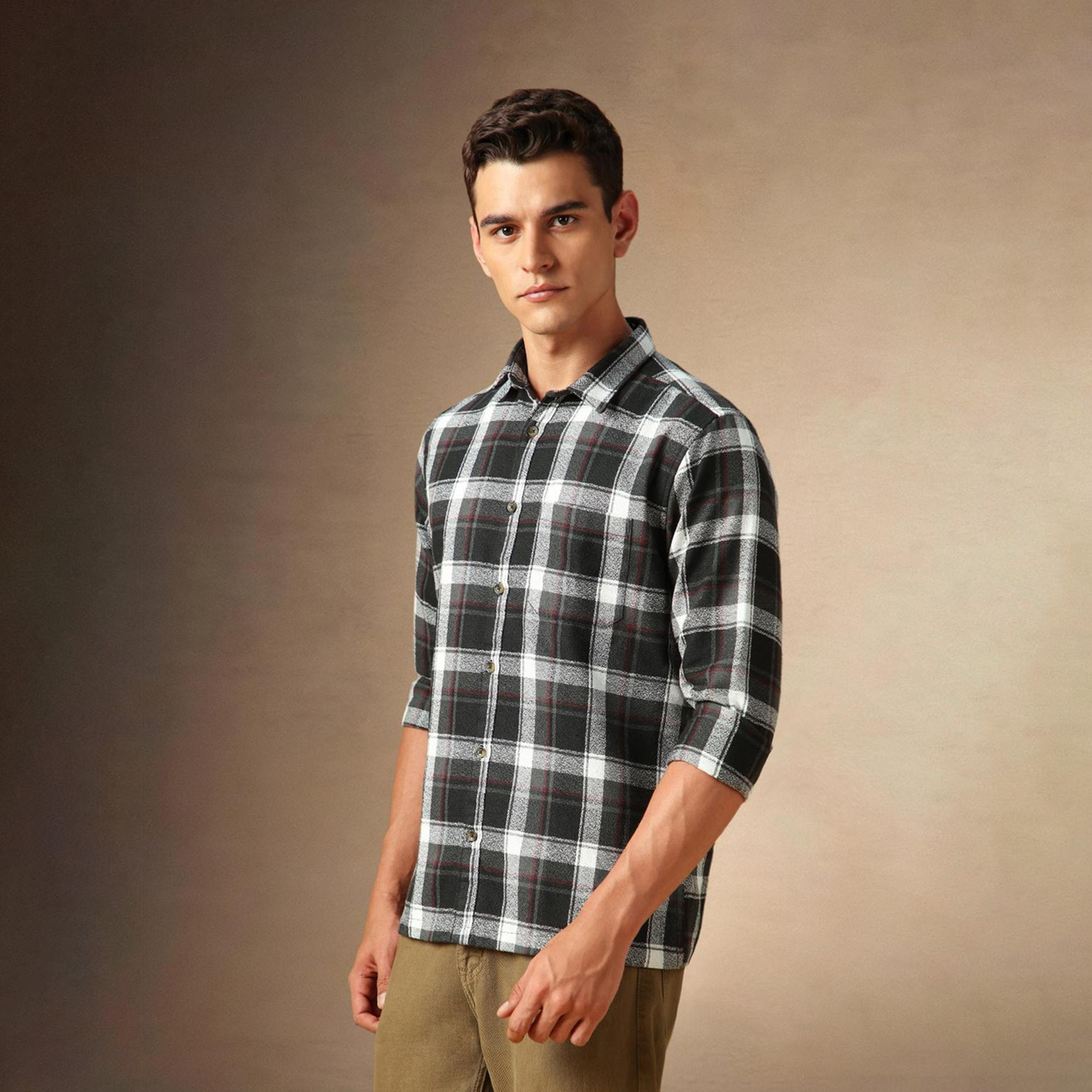 Dennis Lingo X Styli Black Tartan Checks Opaque Checked Casual Shirt-men-clothing-shirts-image-2