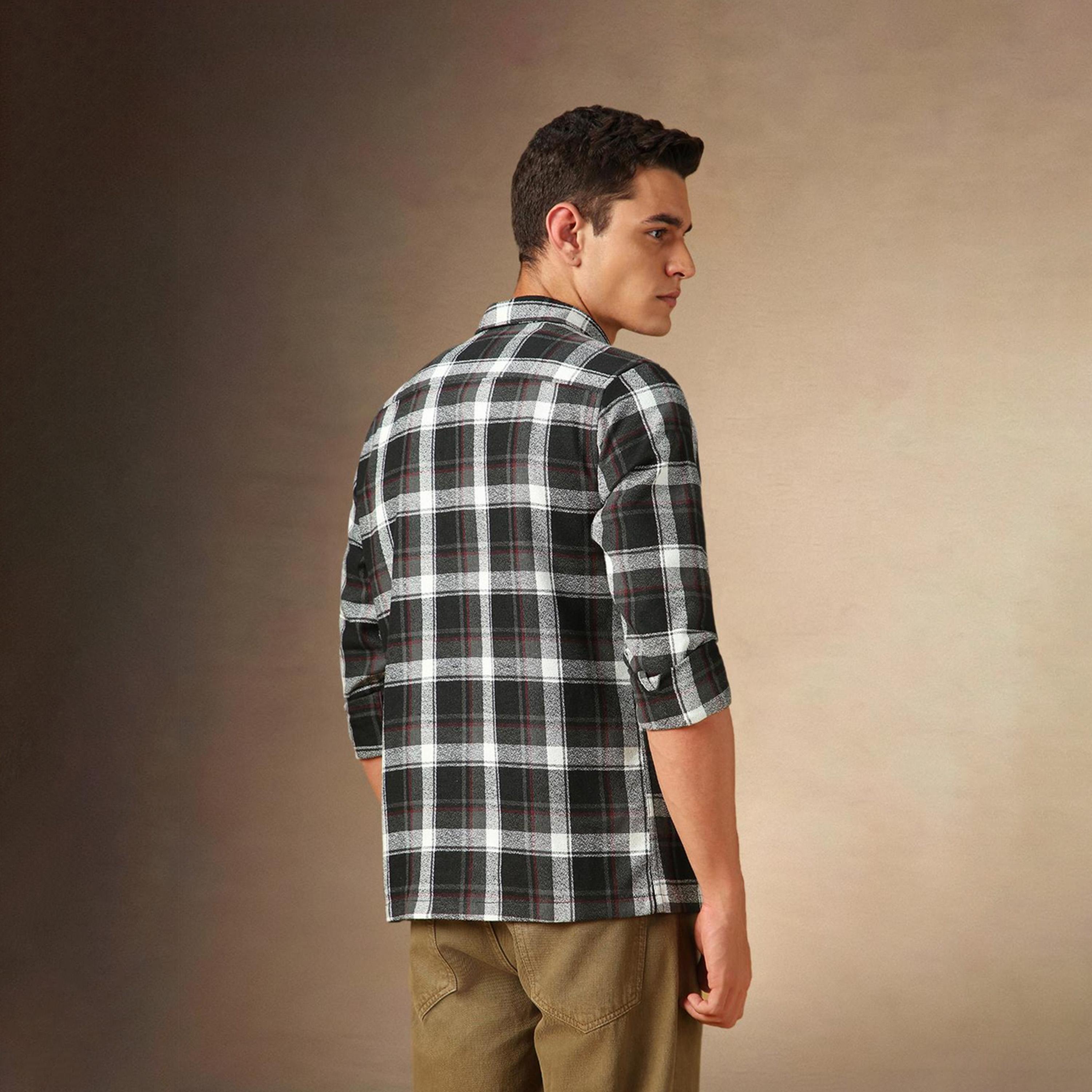 Dennis Lingo X Styli Black Tartan Checks Opaque Checked Casual Shirt-men-clothing-shirts-image-3