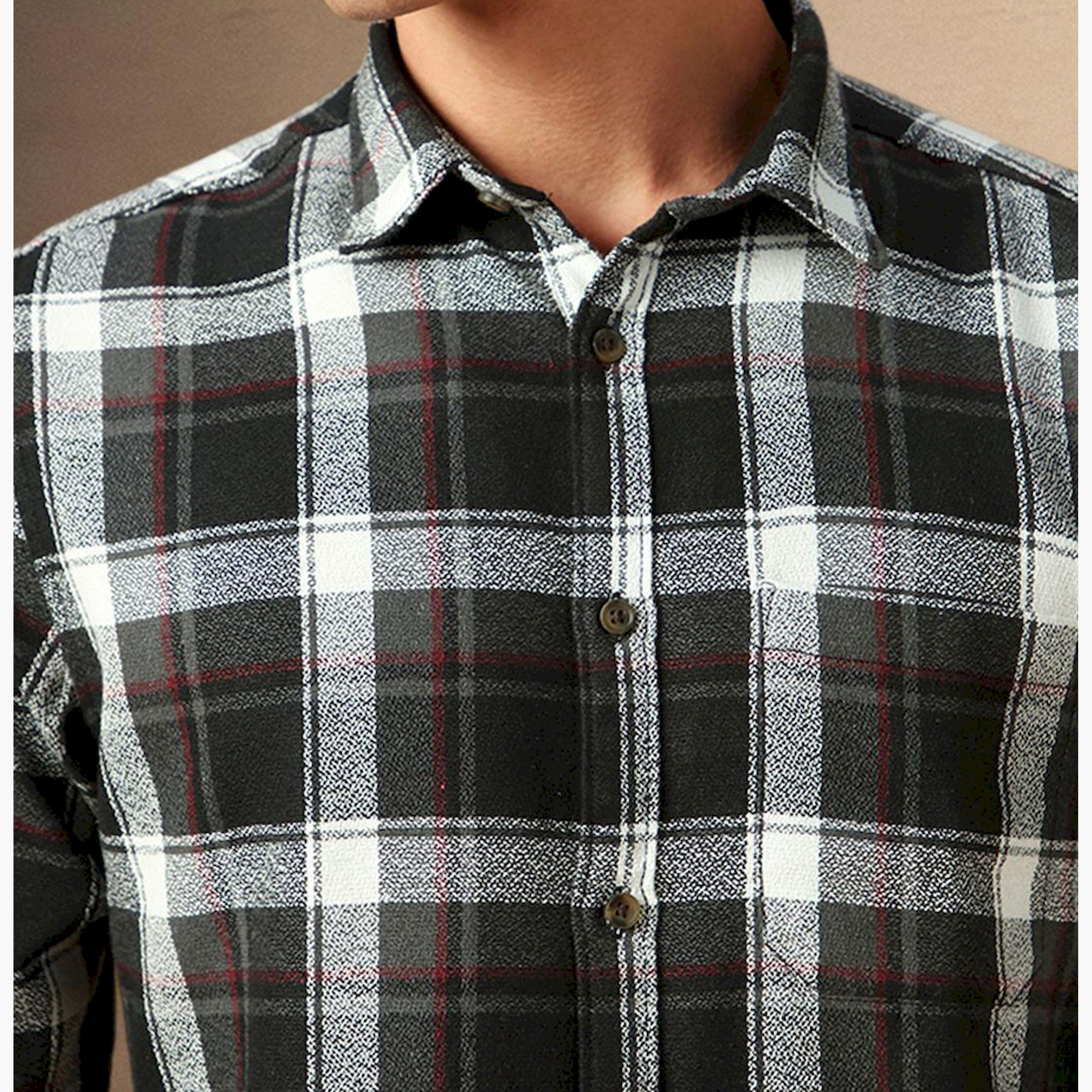 Dennis Lingo X Styli Black Tartan Checks Opaque Checked Casual Shirt-men-clothing-shirts-image-4