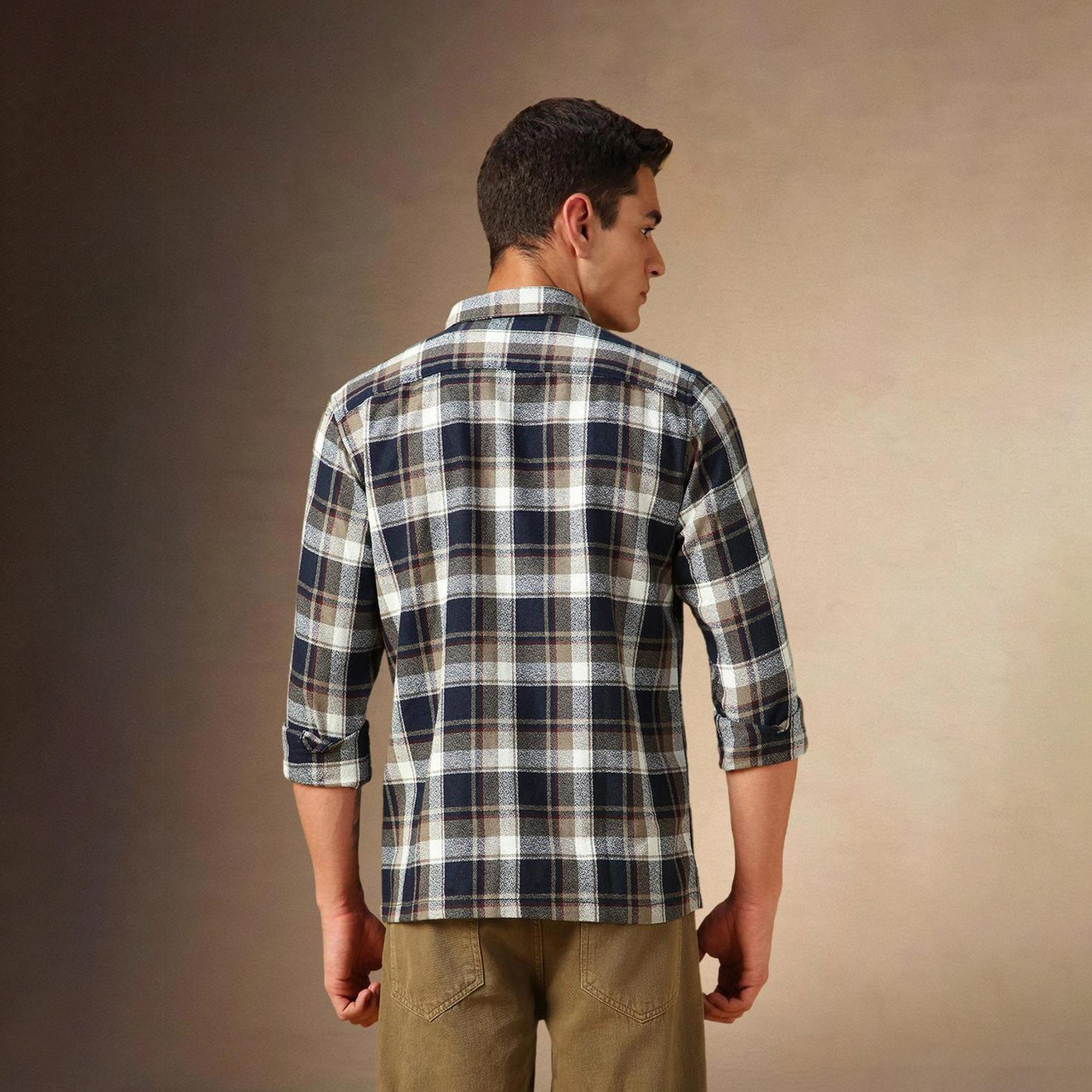 دينيس لينغو× ستايلي-  قميص للرجال كاجوال بنقشة مربعات تارتان غير شفافة-men-clothing-shirts-image-6