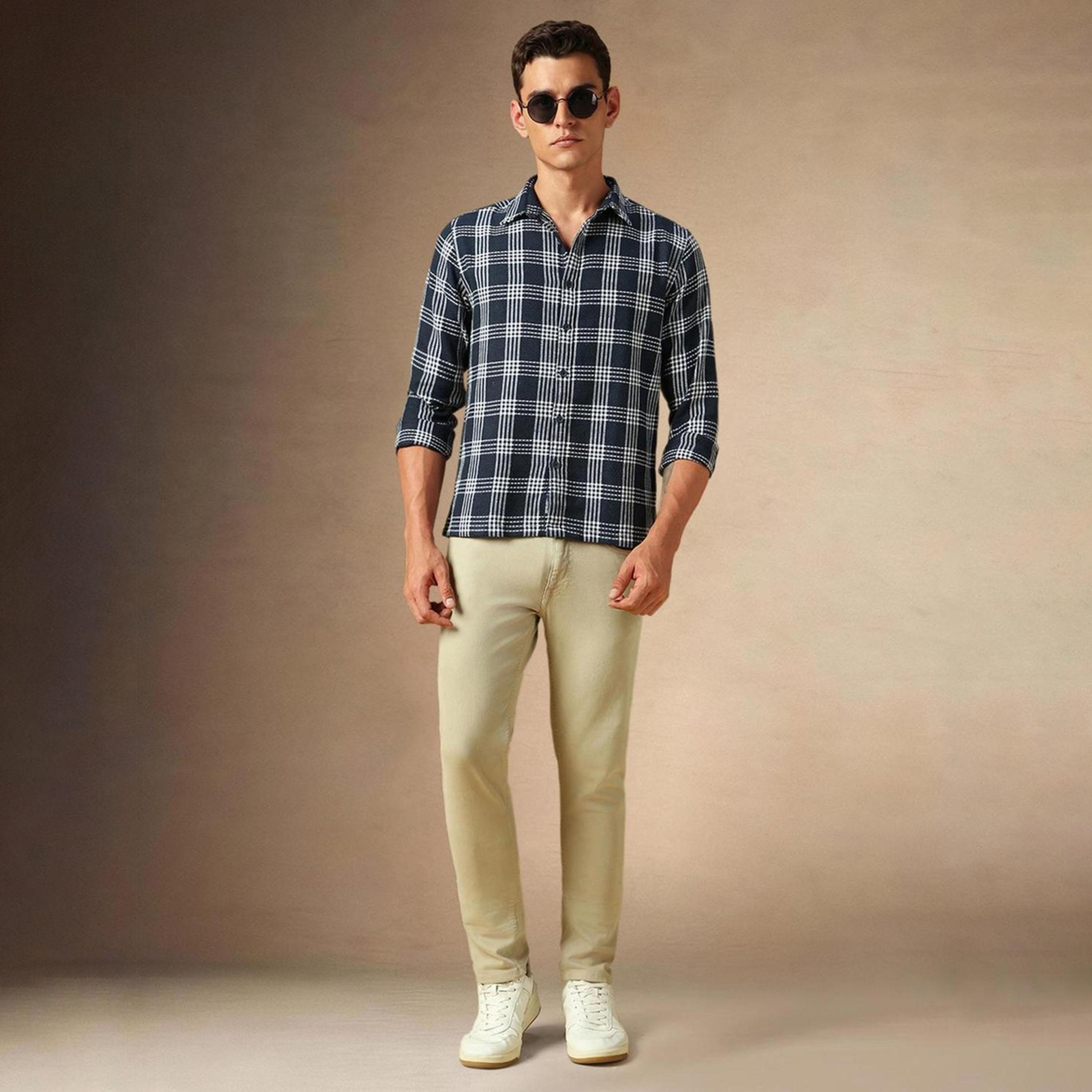 Dennis Lingo X Styli Blue Tartan Checks Opaque Checked Casual Shirt-men-clothing-shirts-image-2
