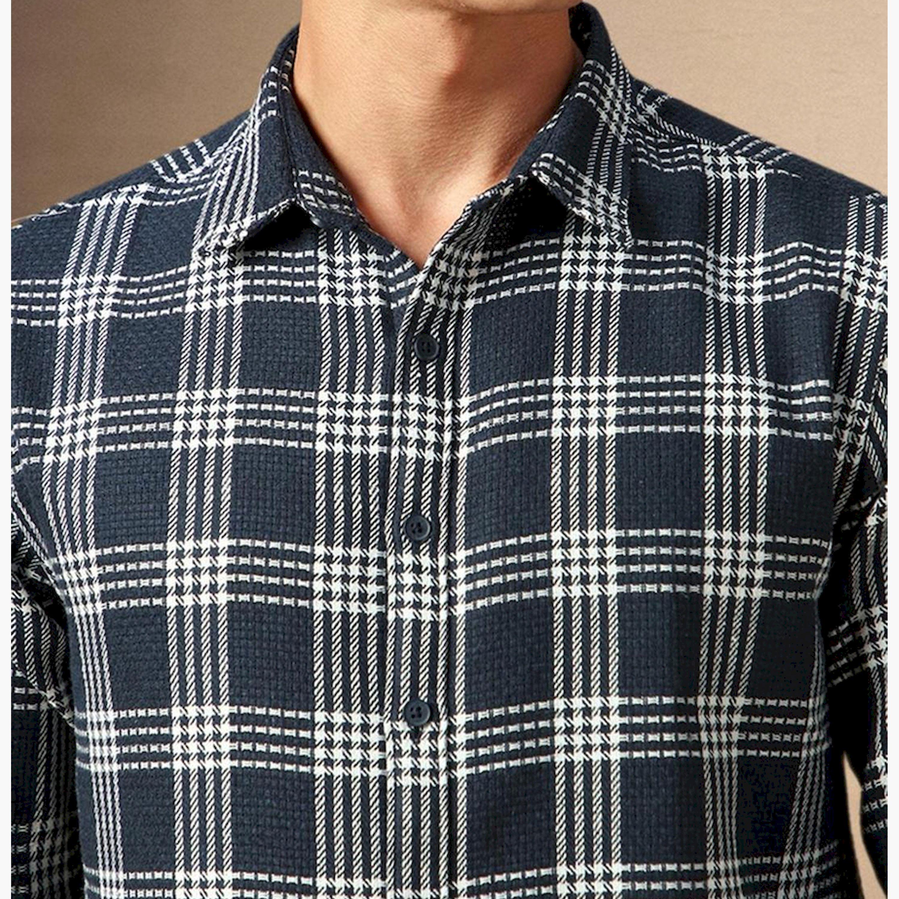 Dennis Lingo X Styli Blue Tartan Checks Opaque Checked Casual Shirt-men-clothing-shirts-image-5