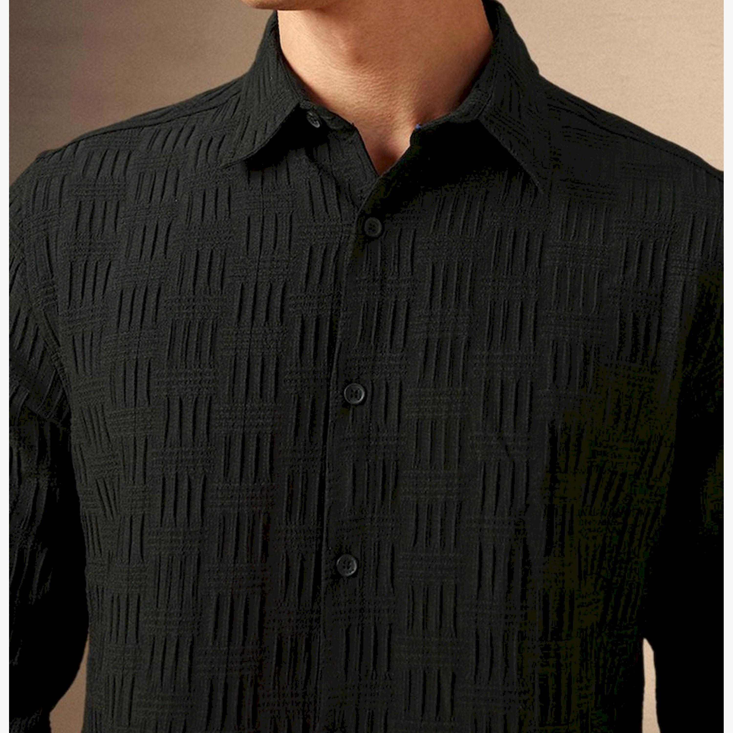 دينيس لينغو× ستايلي-  قميص أسود غير شفاف-men-clothing-shirts-image-4