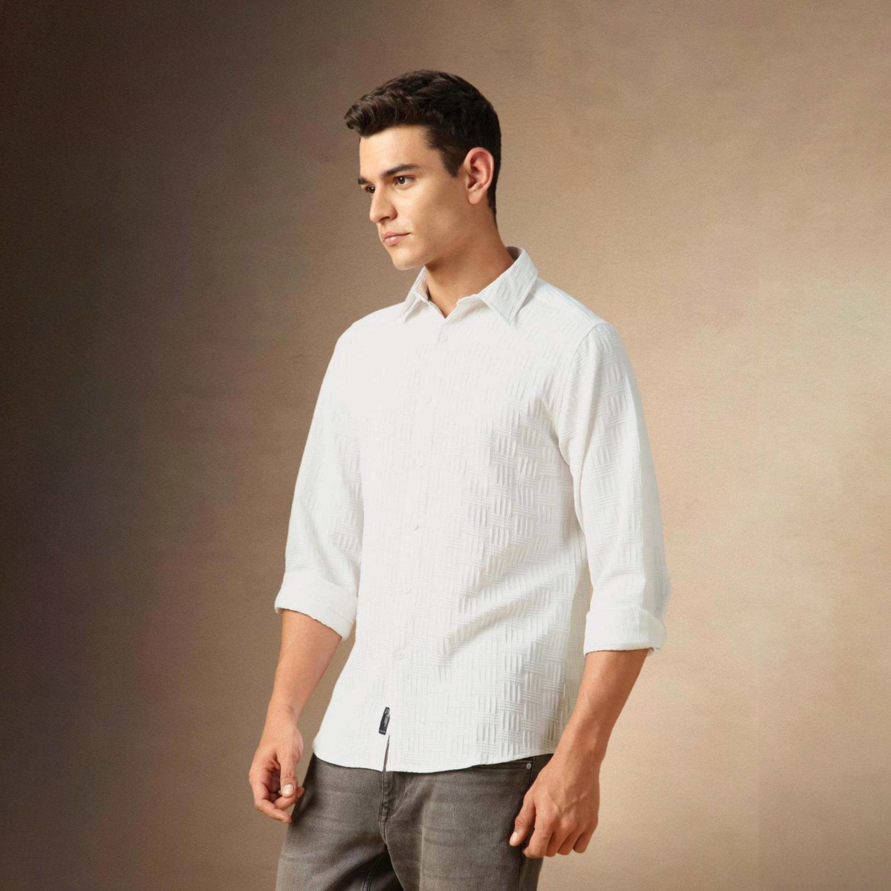 دينيس لينغو× ستايلي-  قميص أبيض غير شفاف-men-clothing-shirts-image-4