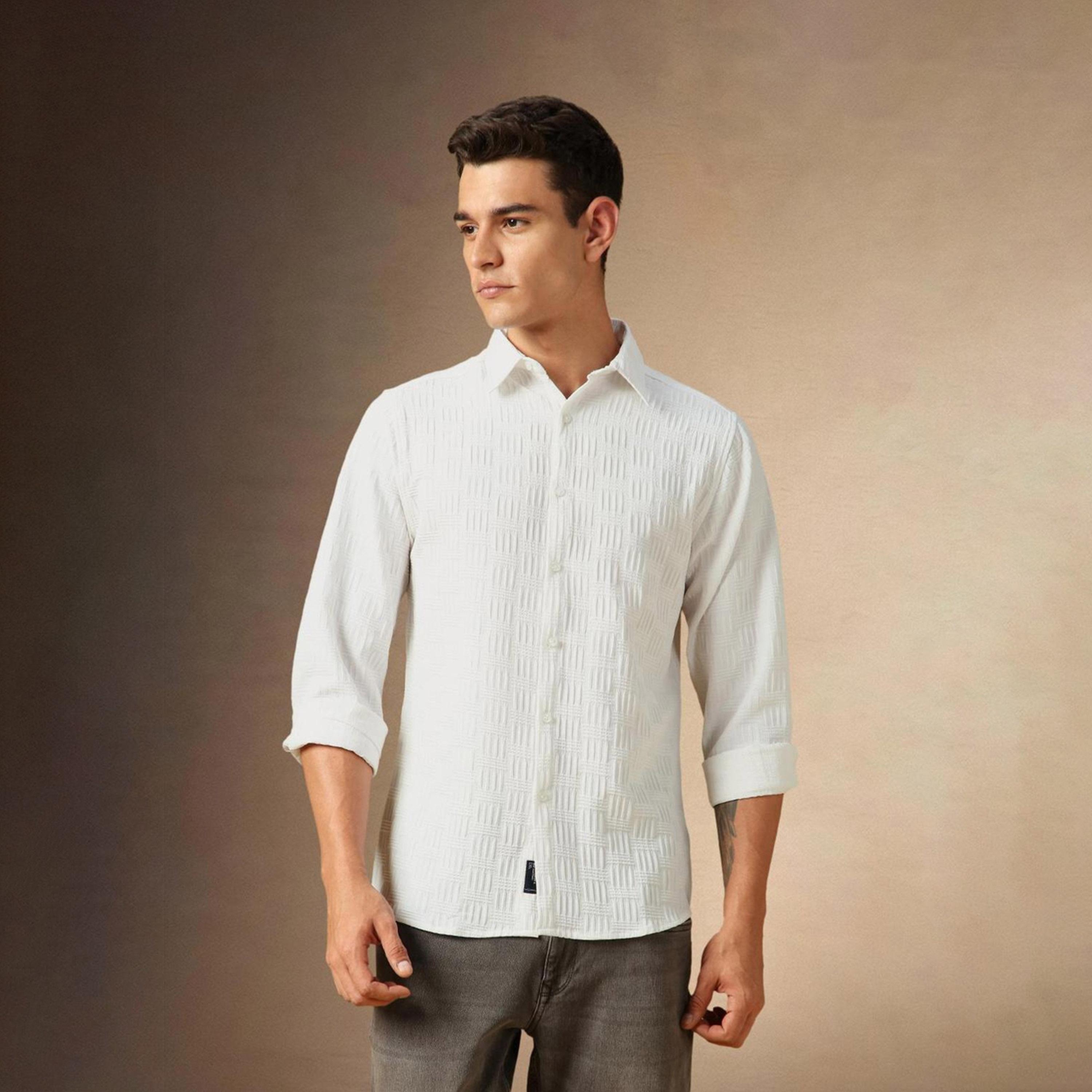 دينيس لينغو× ستايلي-  قميص أبيض غير شفاف-men-clothing-shirts-image-6