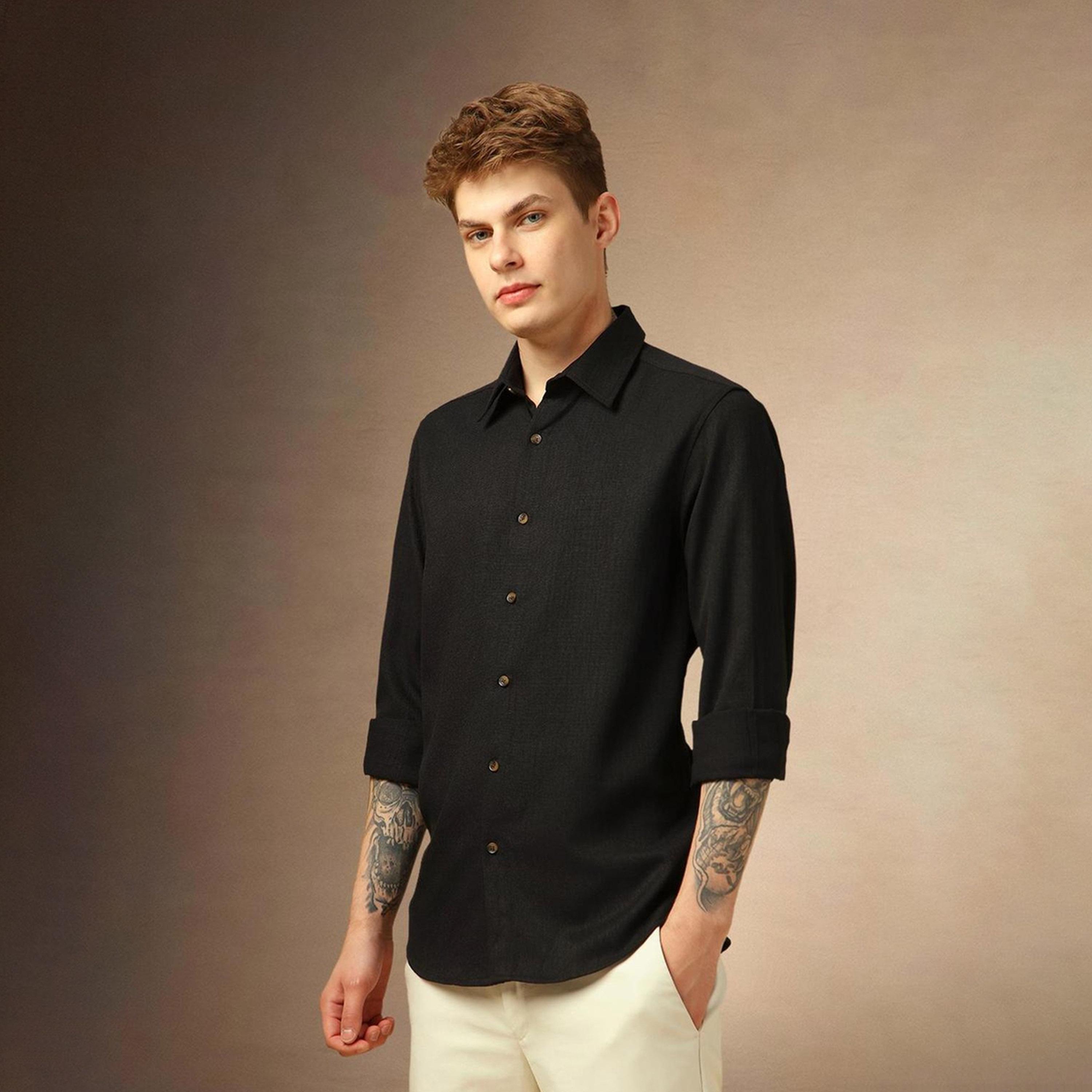 Dennis Lingo X Styli Black Opaque Casual Shirt-men-clothing-shirts-image-4