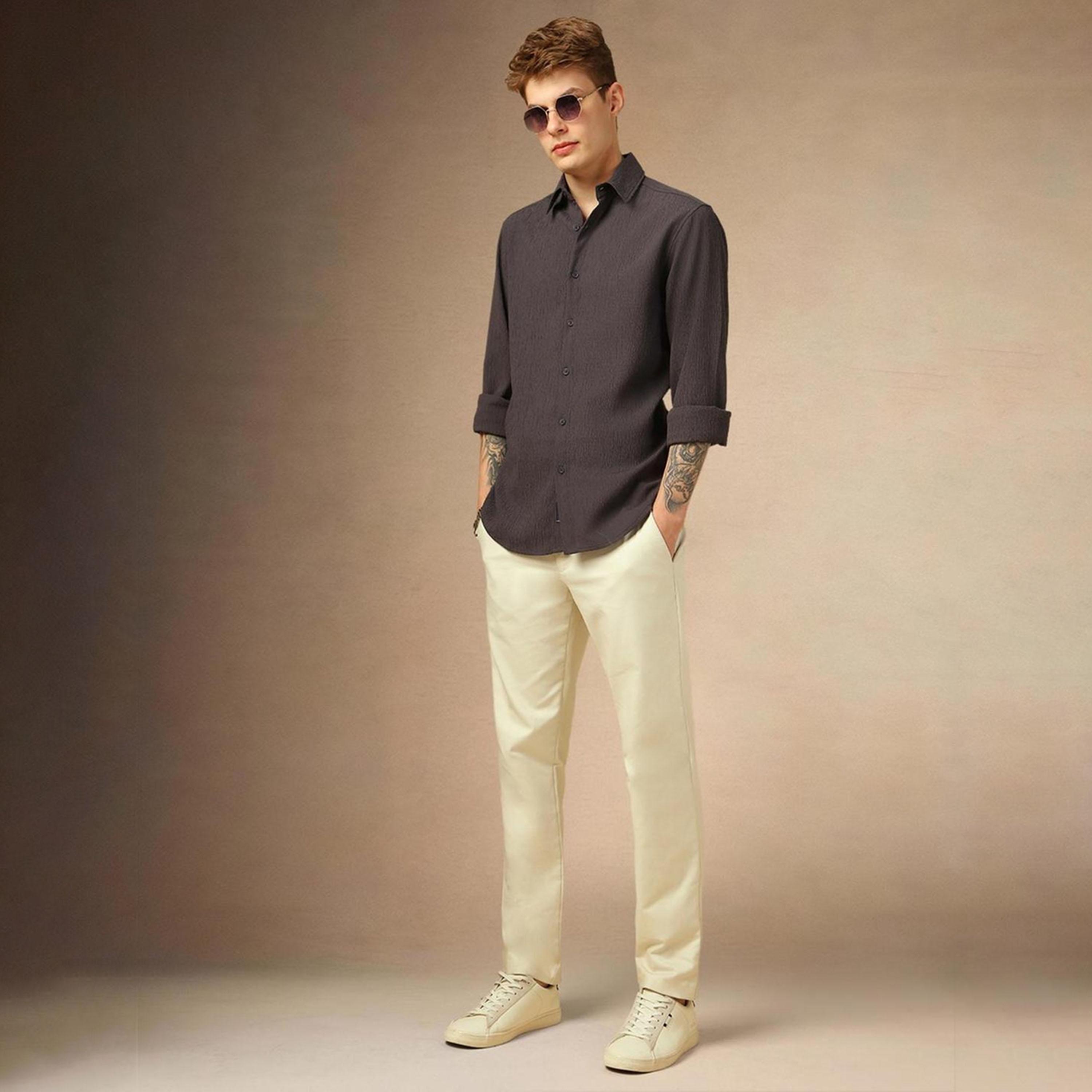 Dennis Lingo X Styli Grey Spread Collar Textured Casual Shirt-men-clothing-shirts-image-2