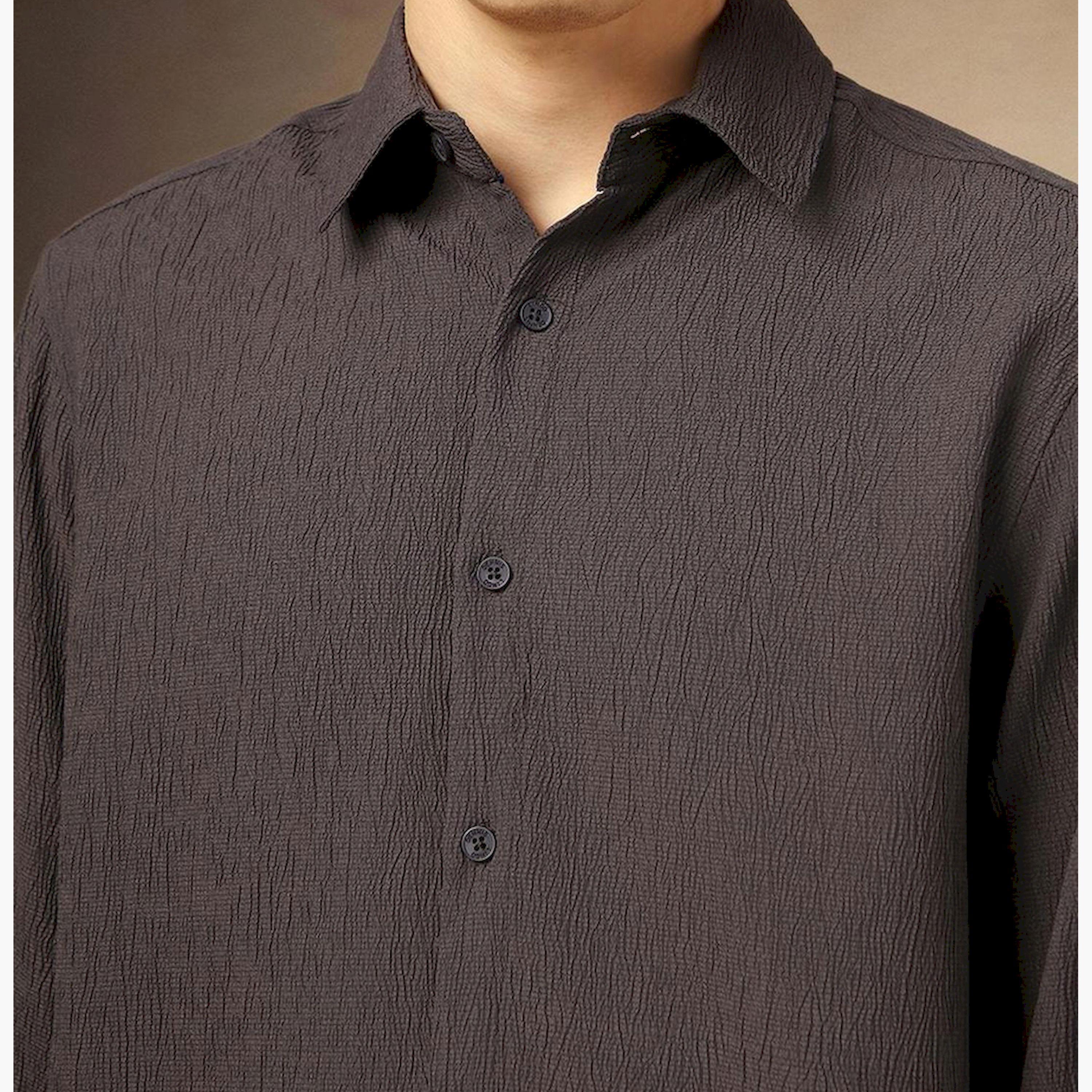 Dennis Lingo X Styli Grey Spread Collar Textured Casual Shirt-men-clothing-shirts-image-3