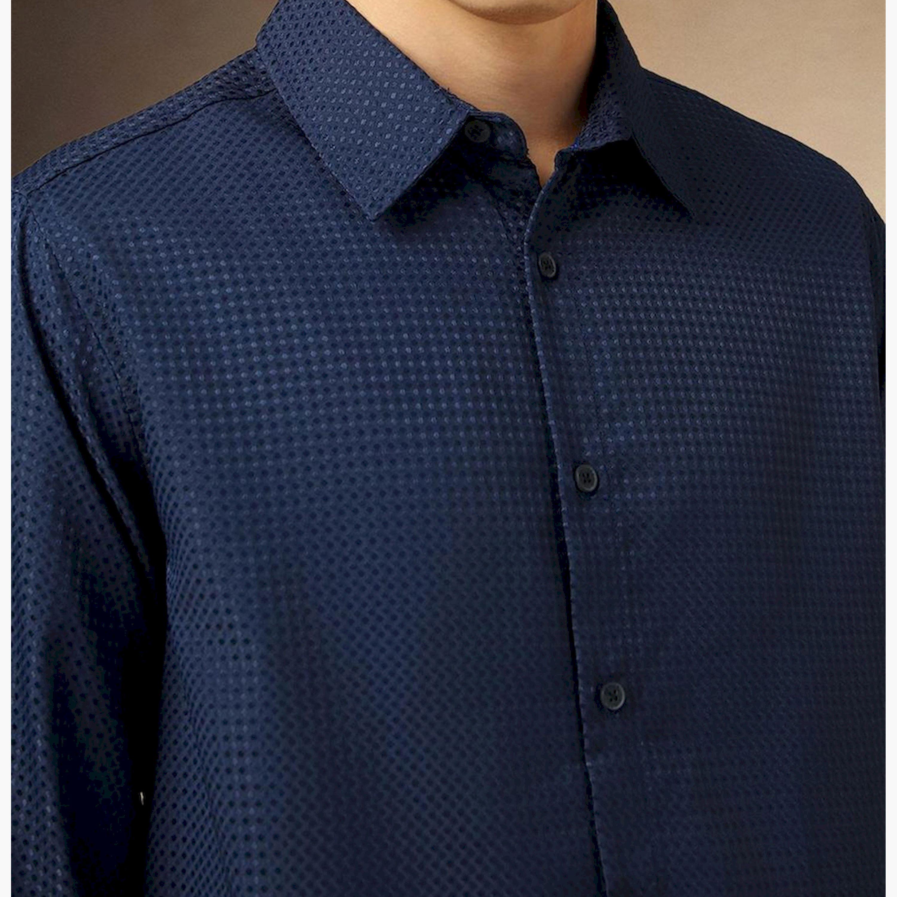 دينيس لينغو× ستايلي-  قميص كاجوال ياقة واسعة باللون الأزرق-men-clothing-shirts-image-6