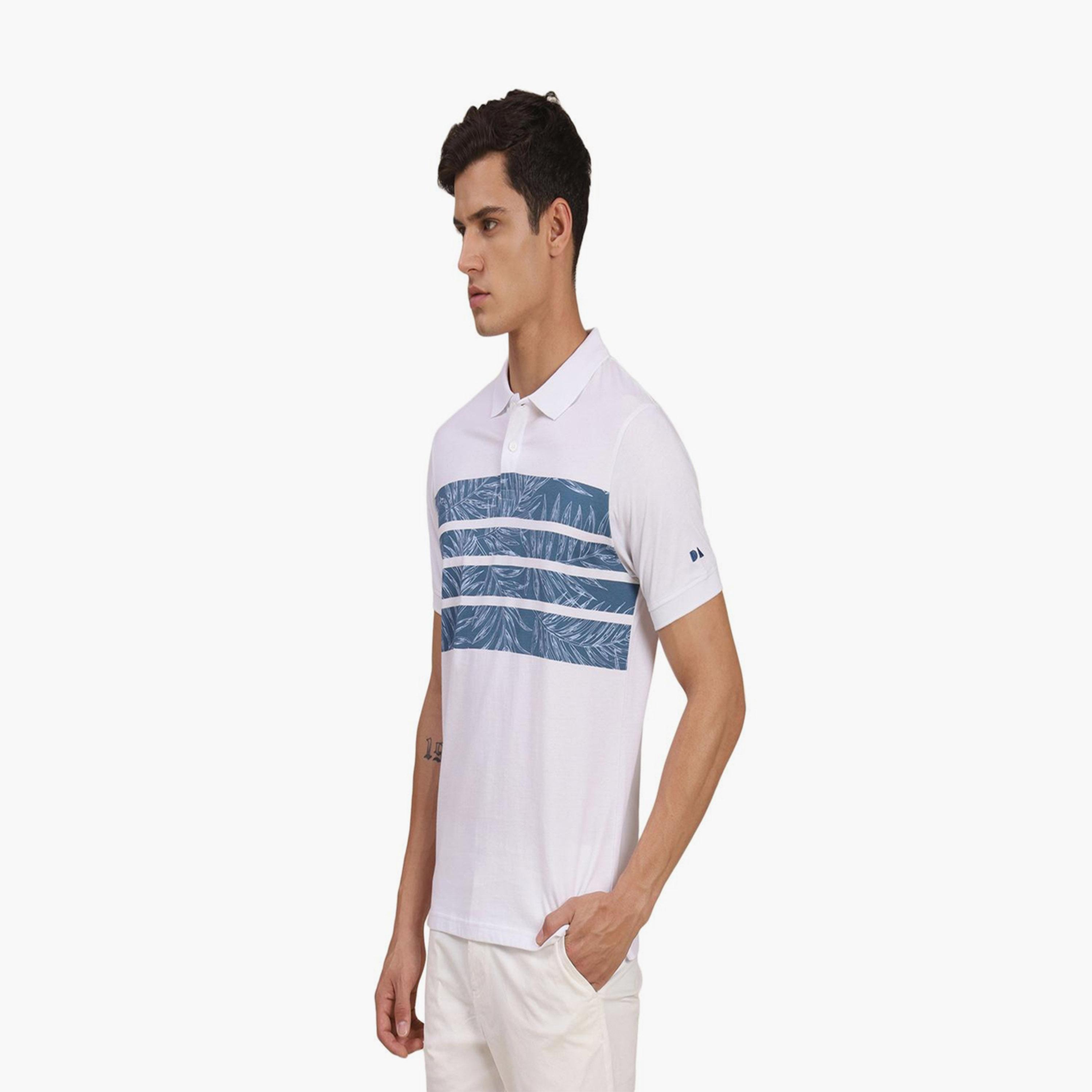 Dennis Lingo X Styli White Striped and Tropical Print Polo Collar Regular Fit T-shirt-men-clothing-tshirtsandpolos-tshirts-image-2