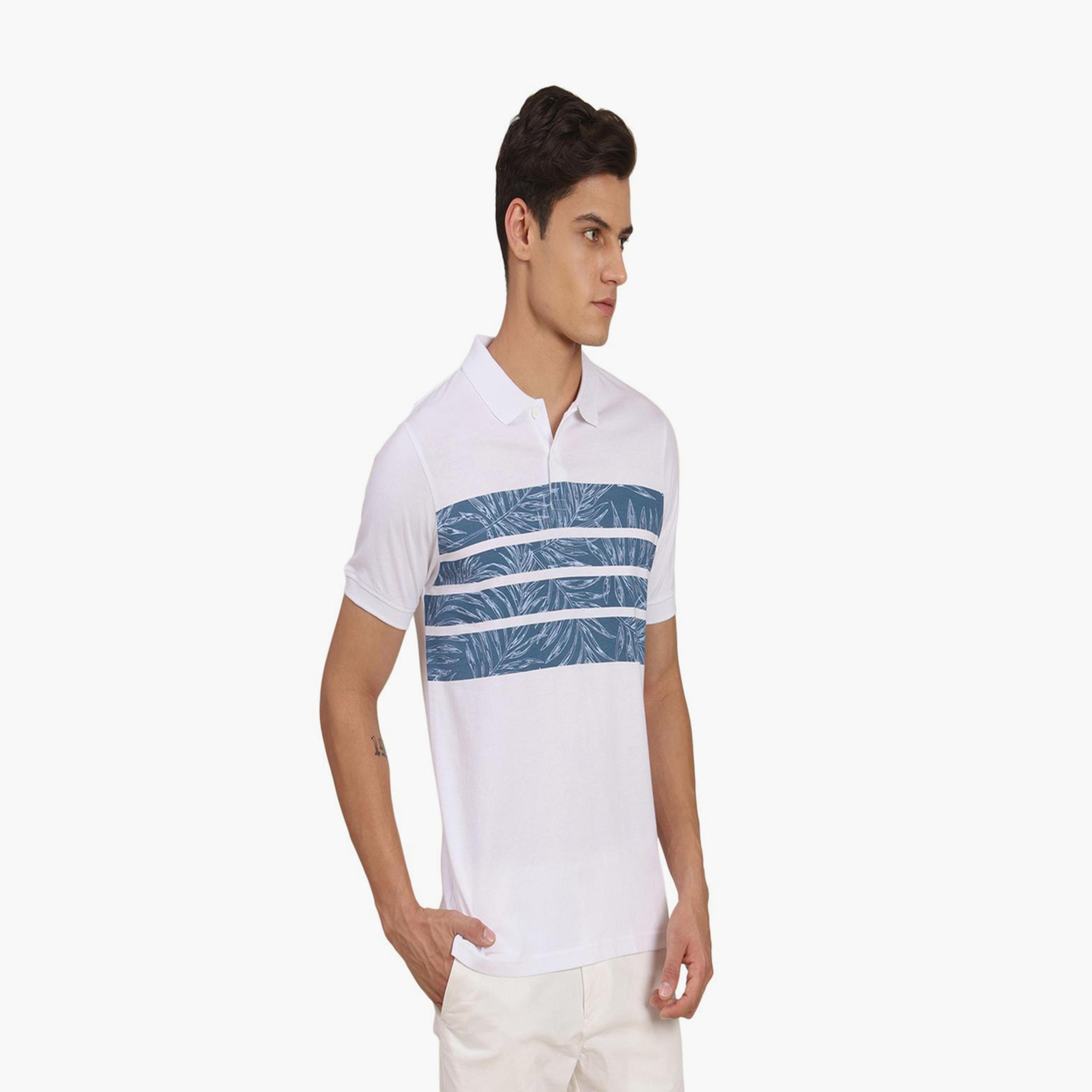 Dennis Lingo X Styli White Striped and Tropical Print Polo Collar Regular Fit T-shirt-men-clothing-tshirtsandpolos-tshirts-image-3