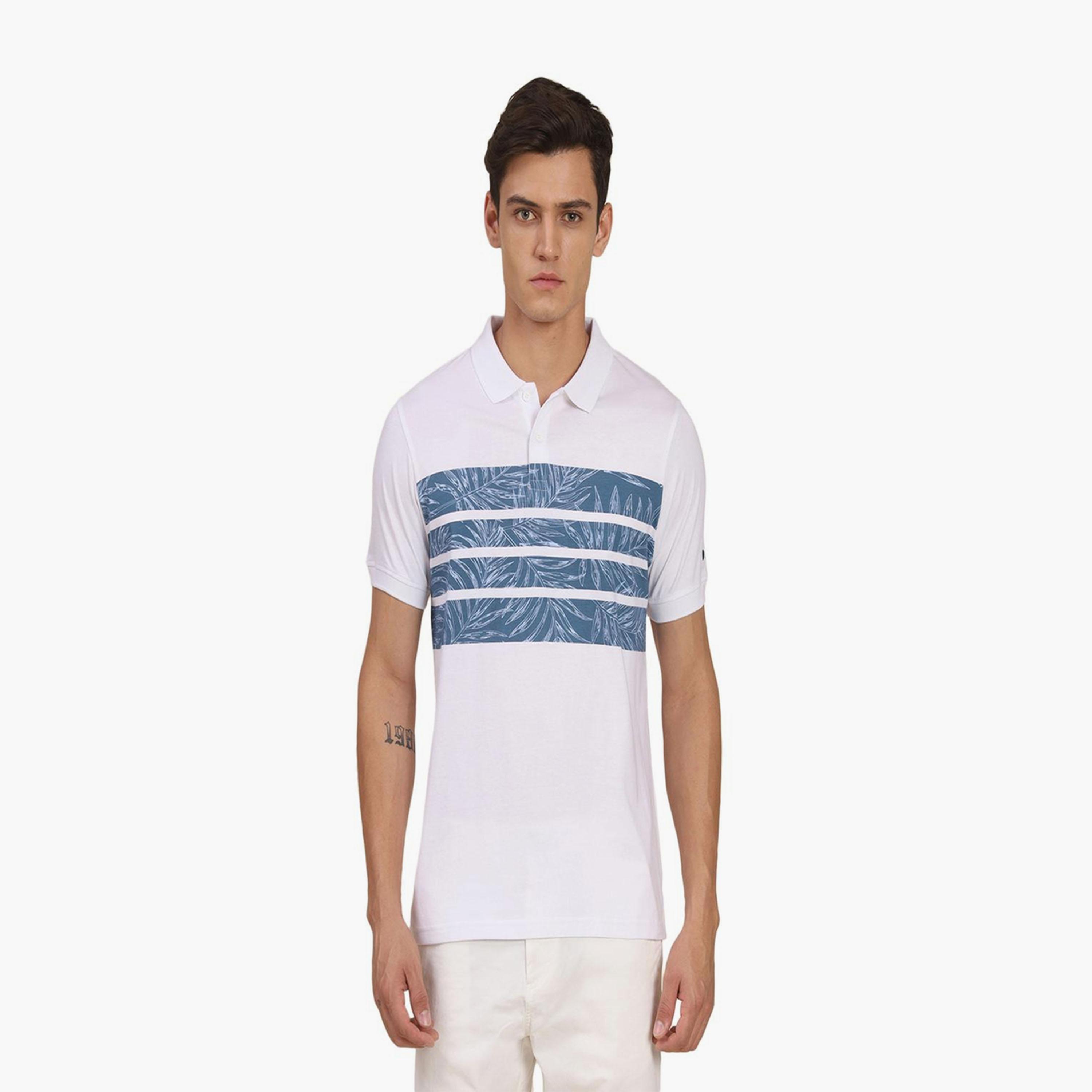 Dennis Lingo X Styli White Striped and Tropical Print Polo Collar Regular Fit T-shirt-men-clothing-tshirtsandpolos-tshirts-image-7