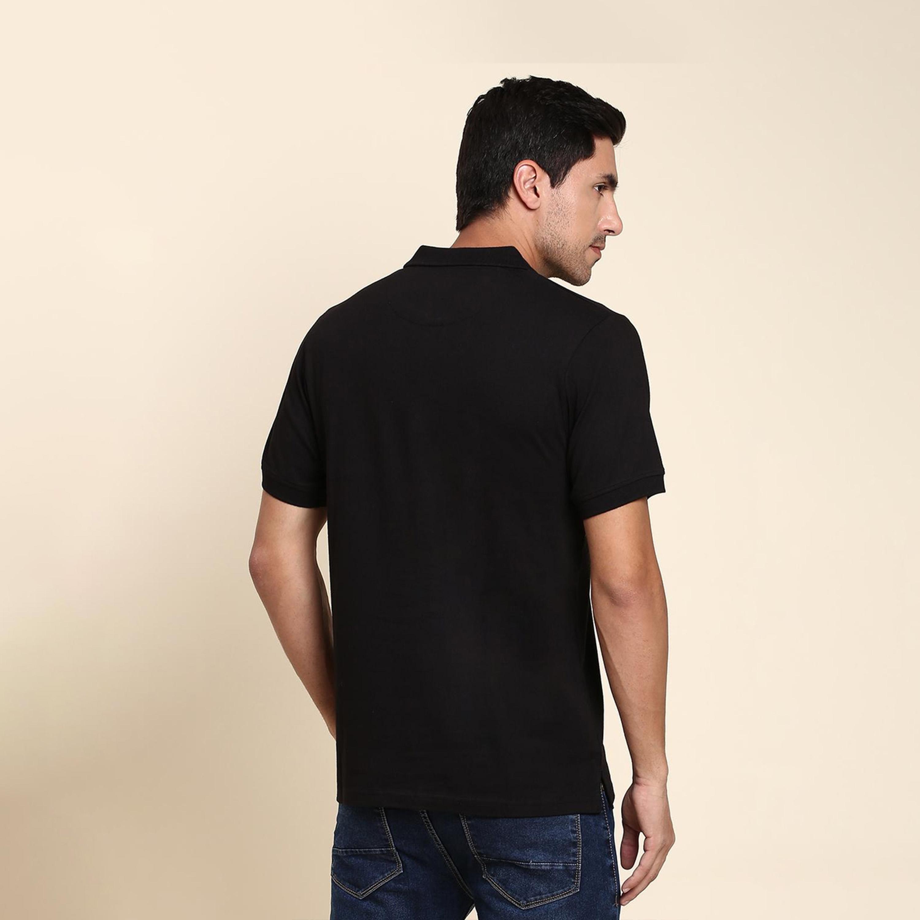 دينيس لينغو× ستايلي-  تي شيرت بولو ياقة بولو مخططة رسوم استوائية باللون الأسود-men-clothing-tshirtsandpolos-tshirts-image-3