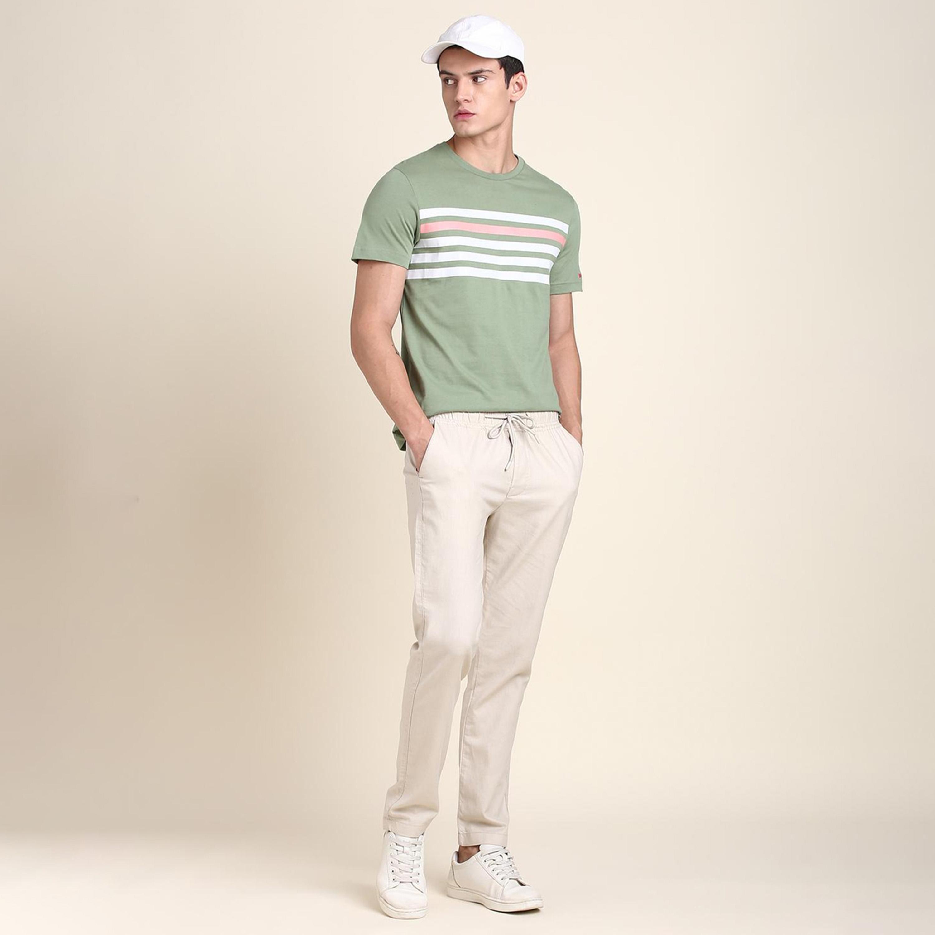 دينيس لينغو× ستايلي-  تي شيرت رجالي برقبة دائرية وقصة عادية مخطط لون أخضر-men-clothing-tshirtsandpolos-tshirts-image-4