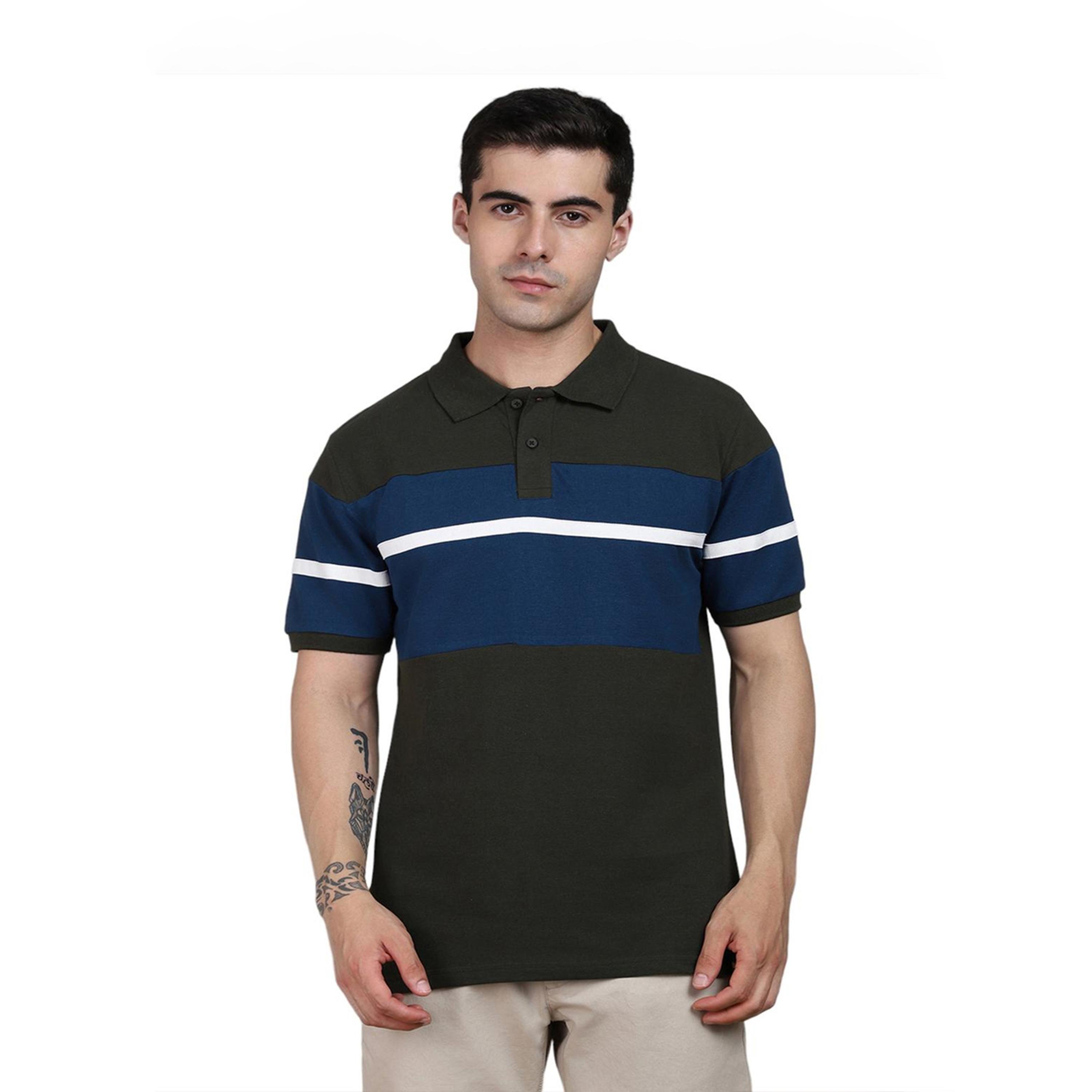 دينيس لينغو× ستايلي-  تي شيرت ياقة بولو مخططة لون أخضر قطن خالص-men-clothing-tshirtsandpolos-tshirts-image-2
