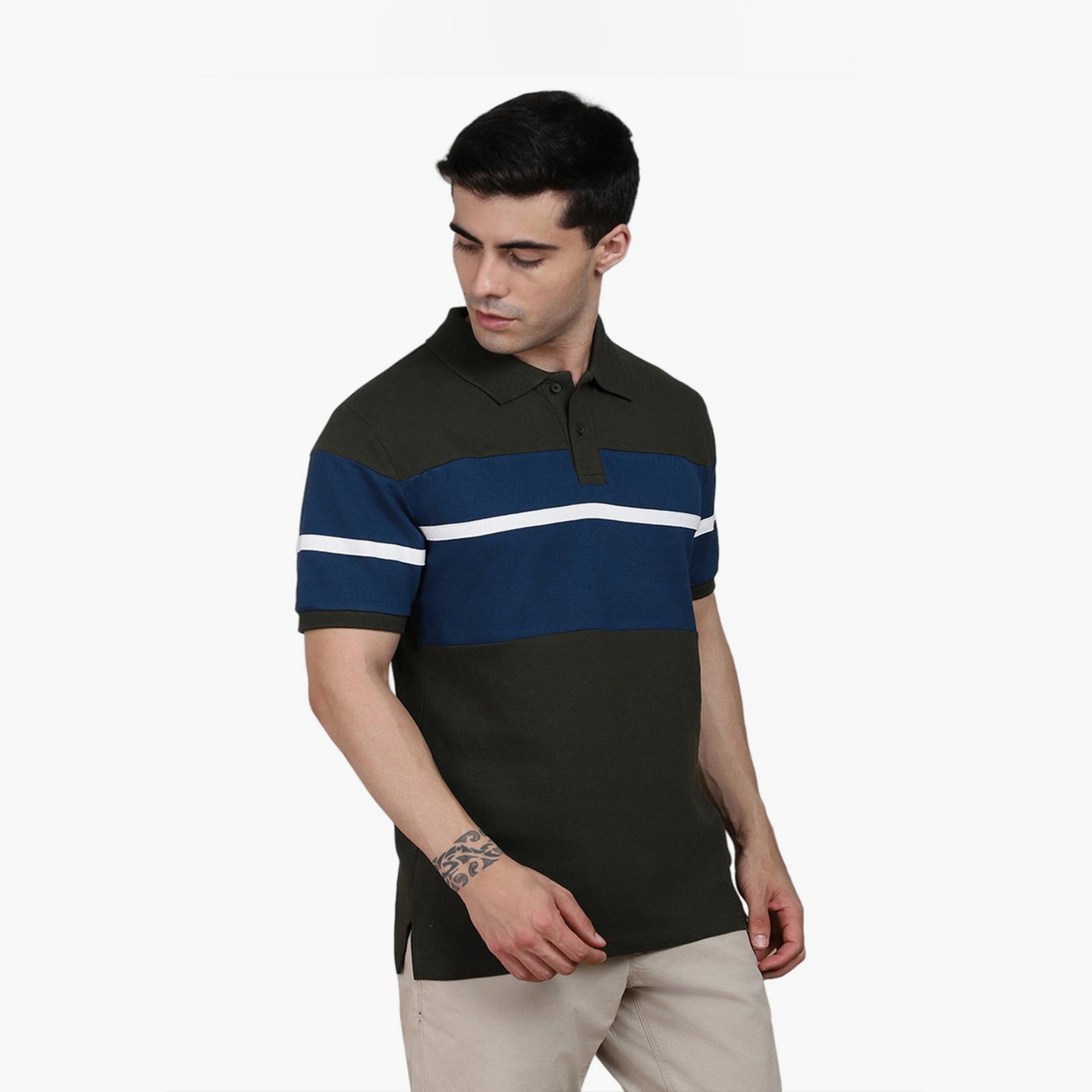 دينيس لينغو× ستايلي-  تي شيرت ياقة بولو مخططة لون أخضر قطن خالص-men-clothing-tshirtsandpolos-tshirts-image-3