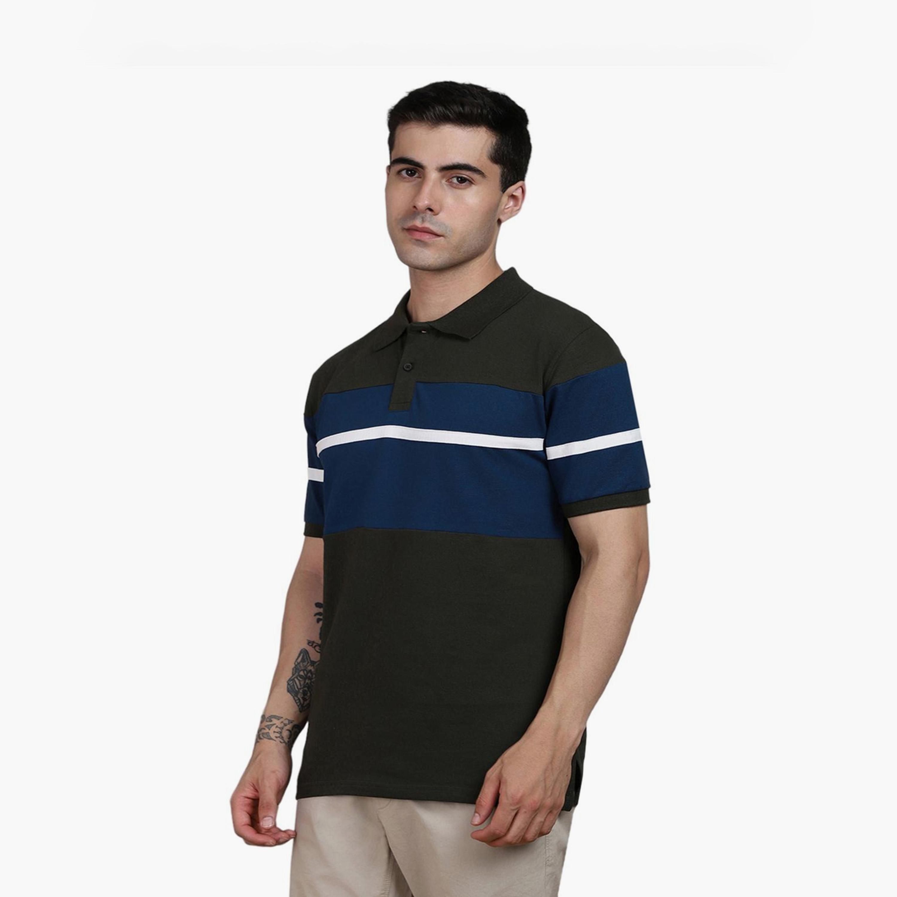 دينيس لينغو× ستايلي-  تي شيرت ياقة بولو مخططة لون أخضر قطن خالص-men-clothing-tshirtsandpolos-tshirts-image-4