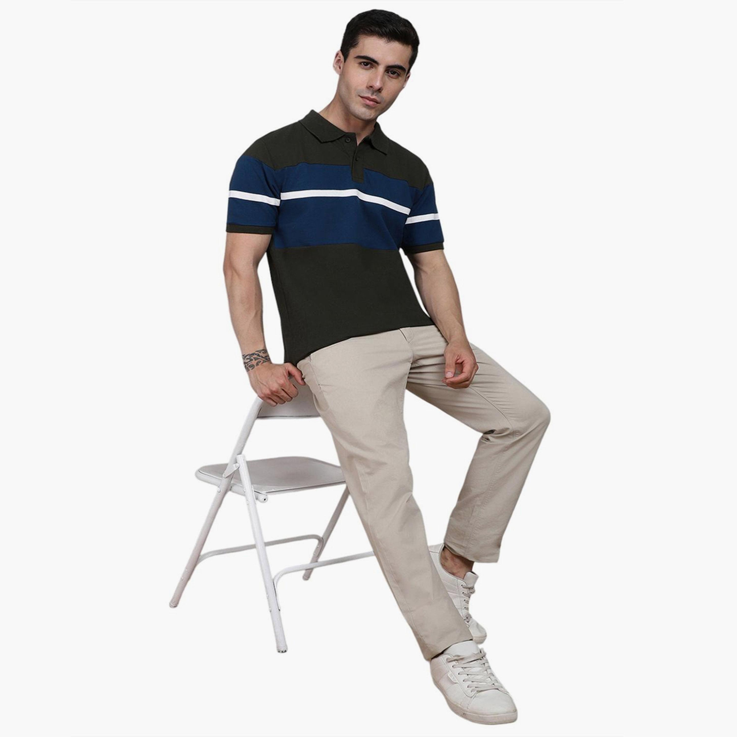 دينيس لينغو× ستايلي-  تي شيرت ياقة بولو مخططة لون أخضر قطن خالص-men-clothing-tshirtsandpolos-tshirts-image-6