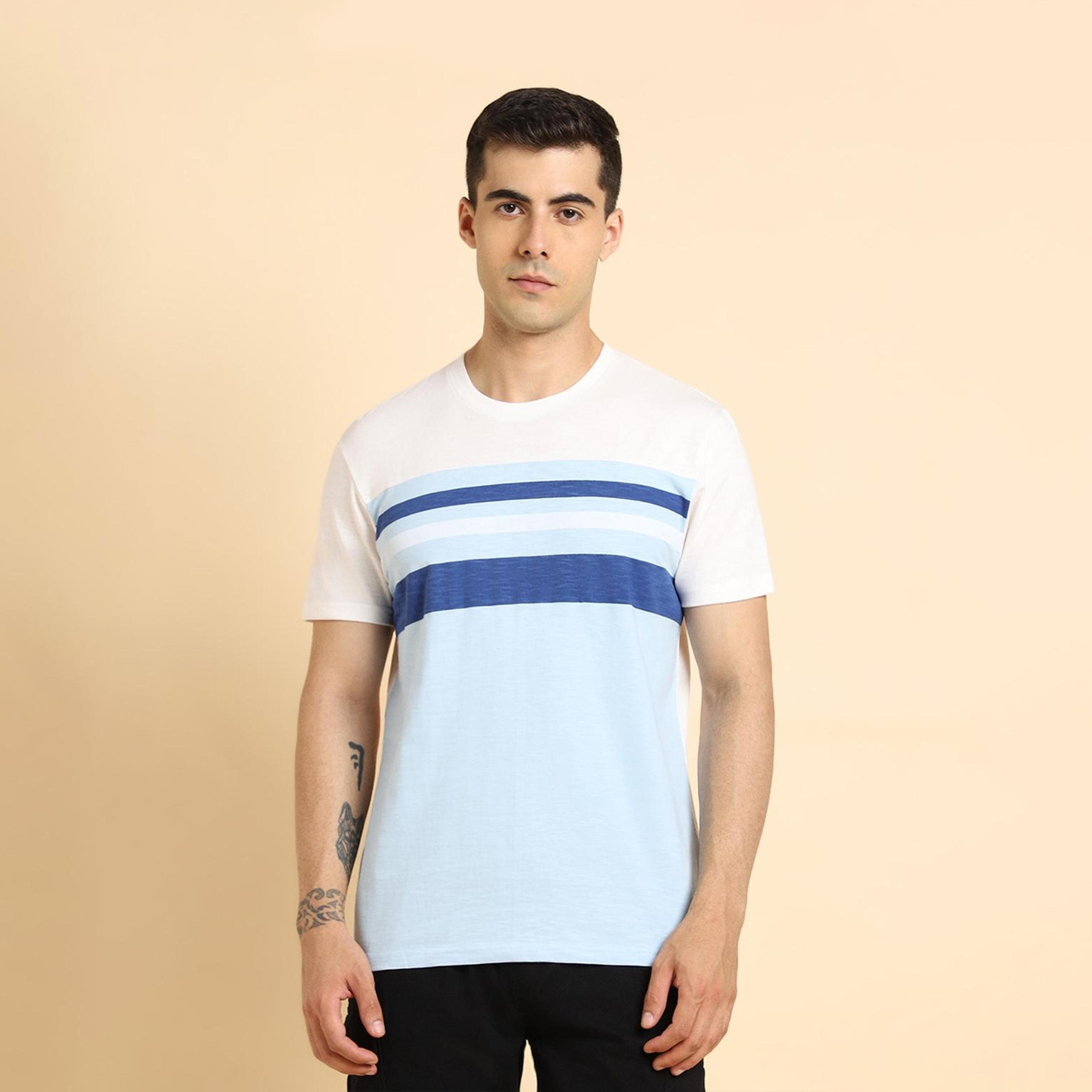Dennis Lingo X Styli Men Round Neck Regular Fit Blue Striped Casual Cotton T-shirt-men-clothing-tshirtsandpolos-tshirts-image-2
