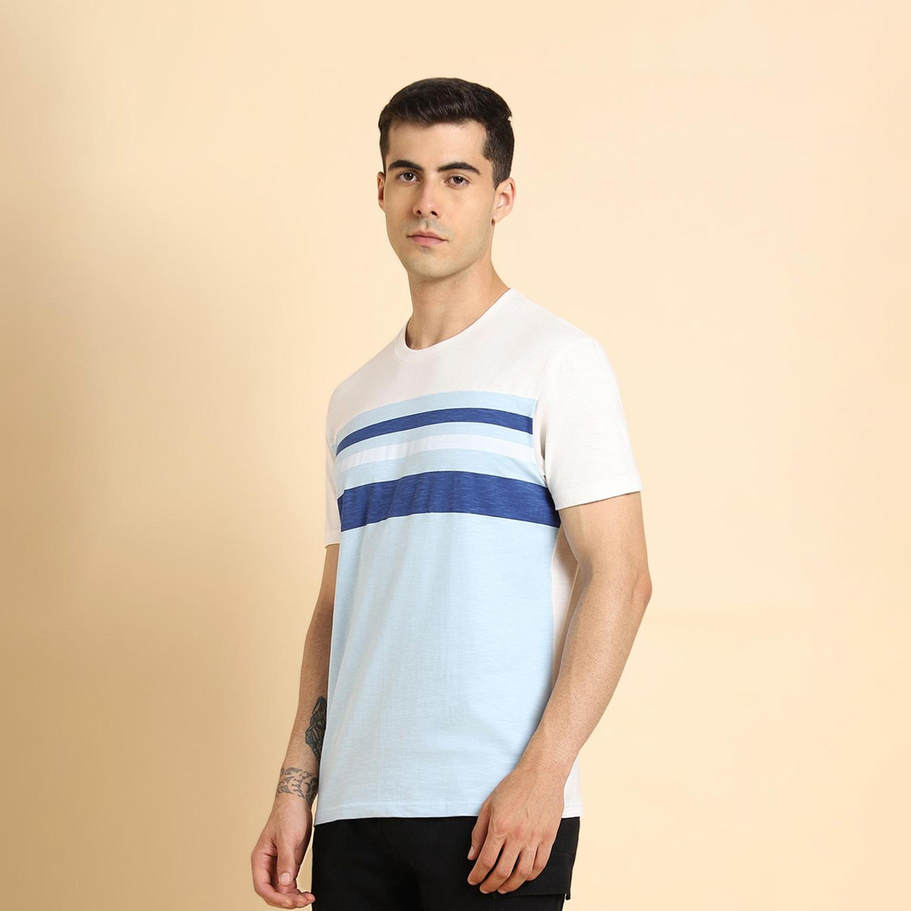 Dennis Lingo X Styli Men Round Neck Regular Fit Blue Striped Casual Cotton T-shirt-men-clothing-tshirtsandpolos-tshirts-image-4