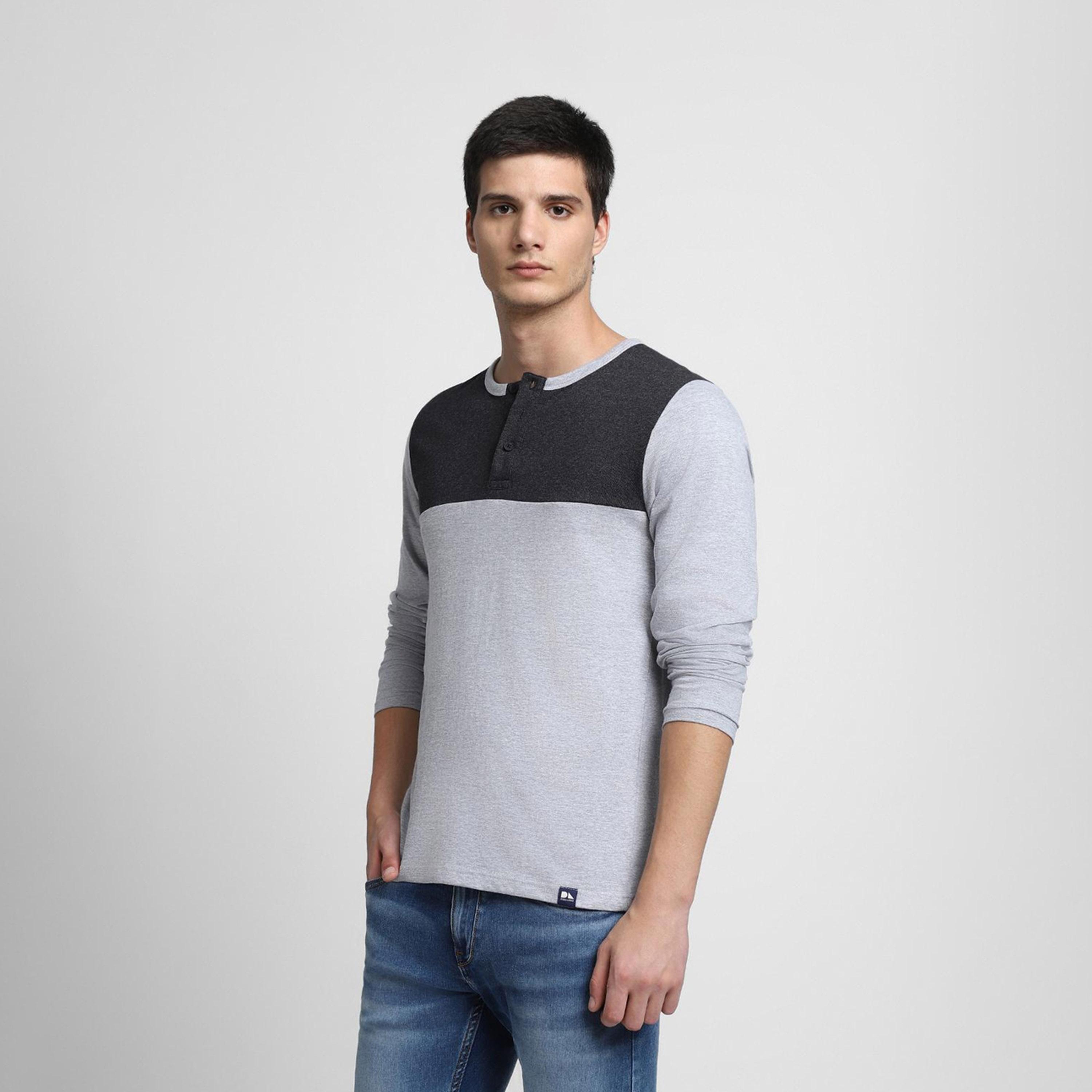 Dennis Lingo X Styli Men Henley Neck Regular Fit Grey Henley Neck Slim Fit Pure Cotton T-shirt-men-clothing-tshirtsandpolos-tshirts-image-5
