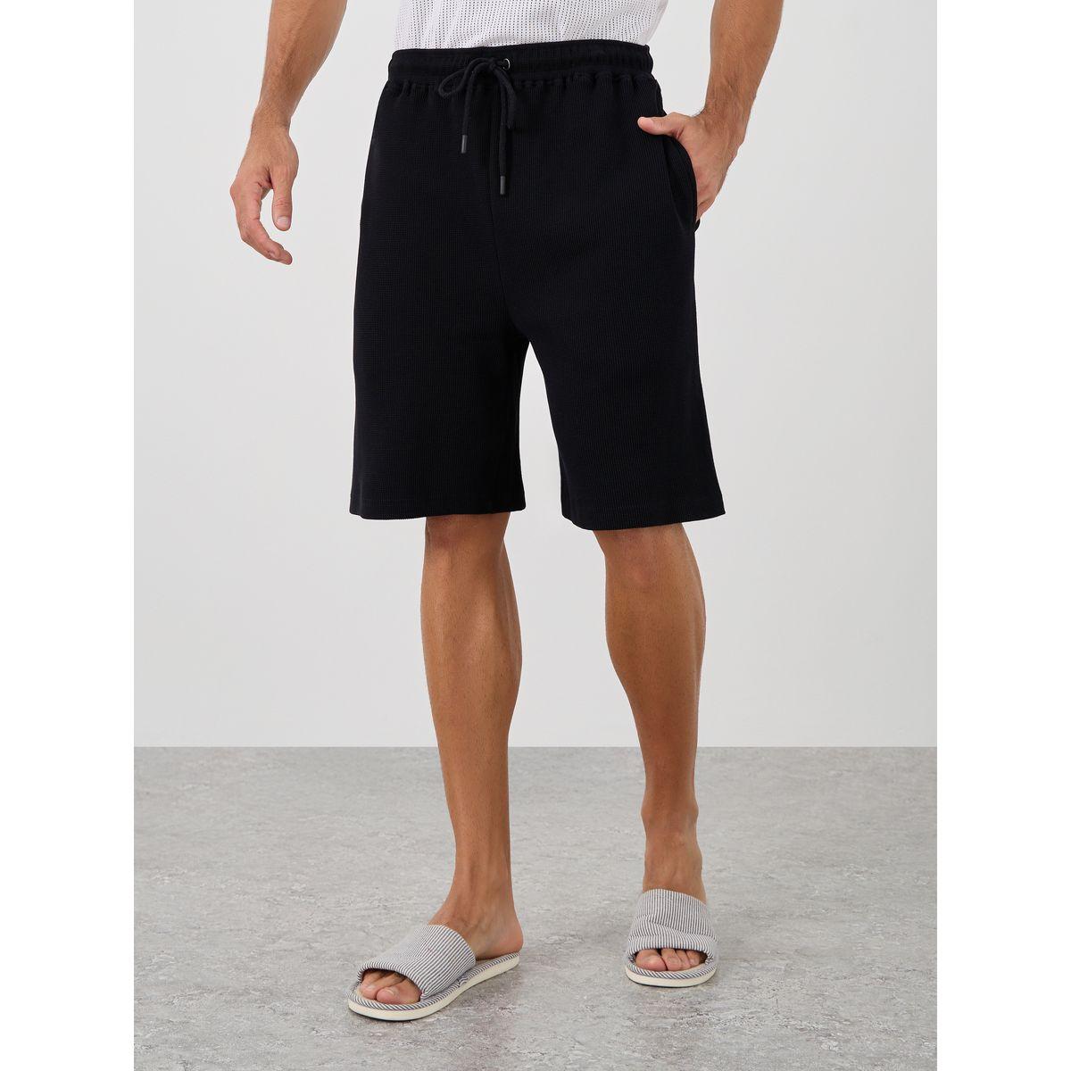 شورت محبوك بنمط وافل مع أربطة-men-clothing-nightwear-pyjamaandshorts-image-1