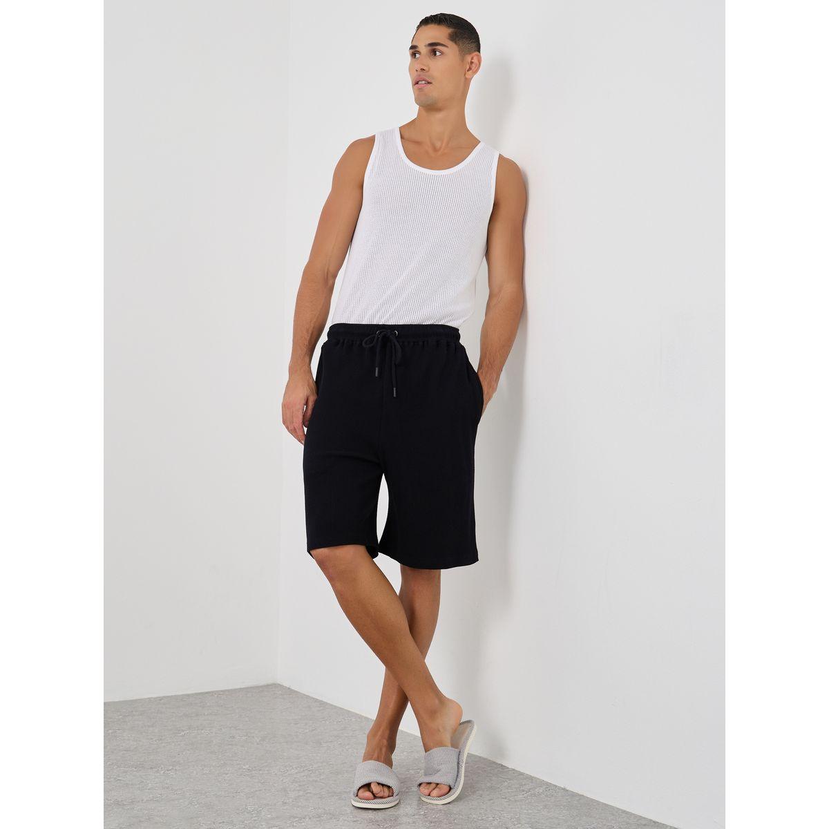 شورت محبوك بنمط وافل مع أربطة-men-clothing-nightwear-pyjamaandshorts-image-2