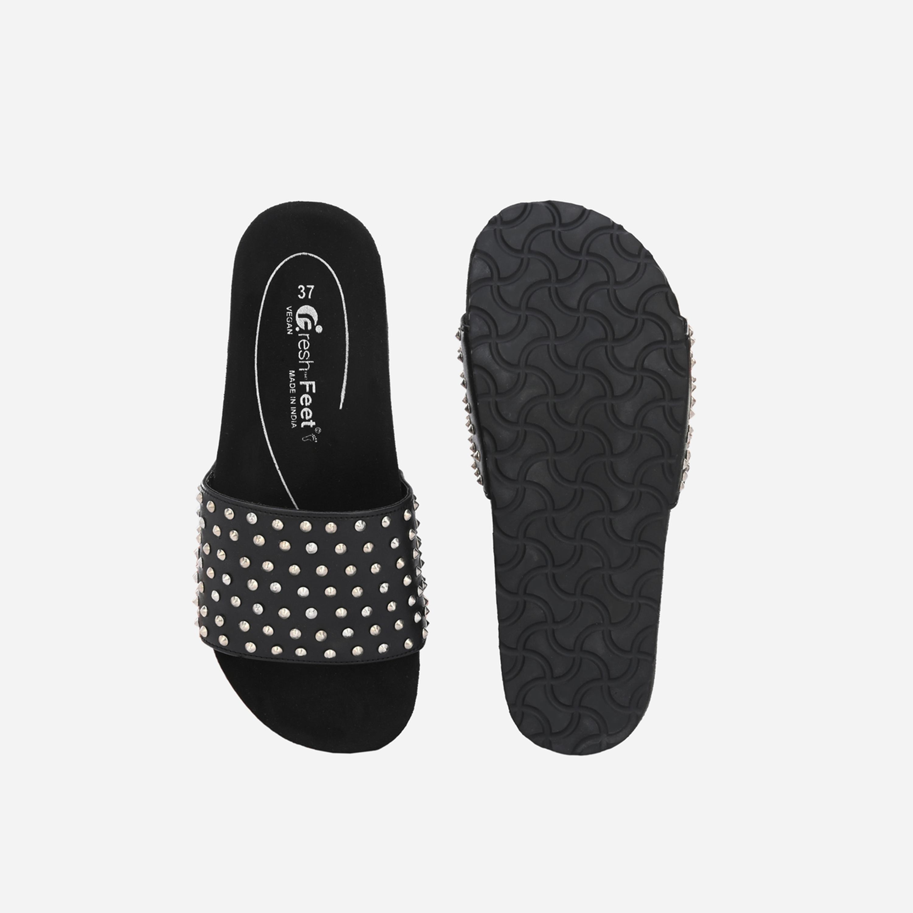 فريش فيت × ستايلي - صندل تقويمي مزين بني-women-shoes-sandals-flats-image-6