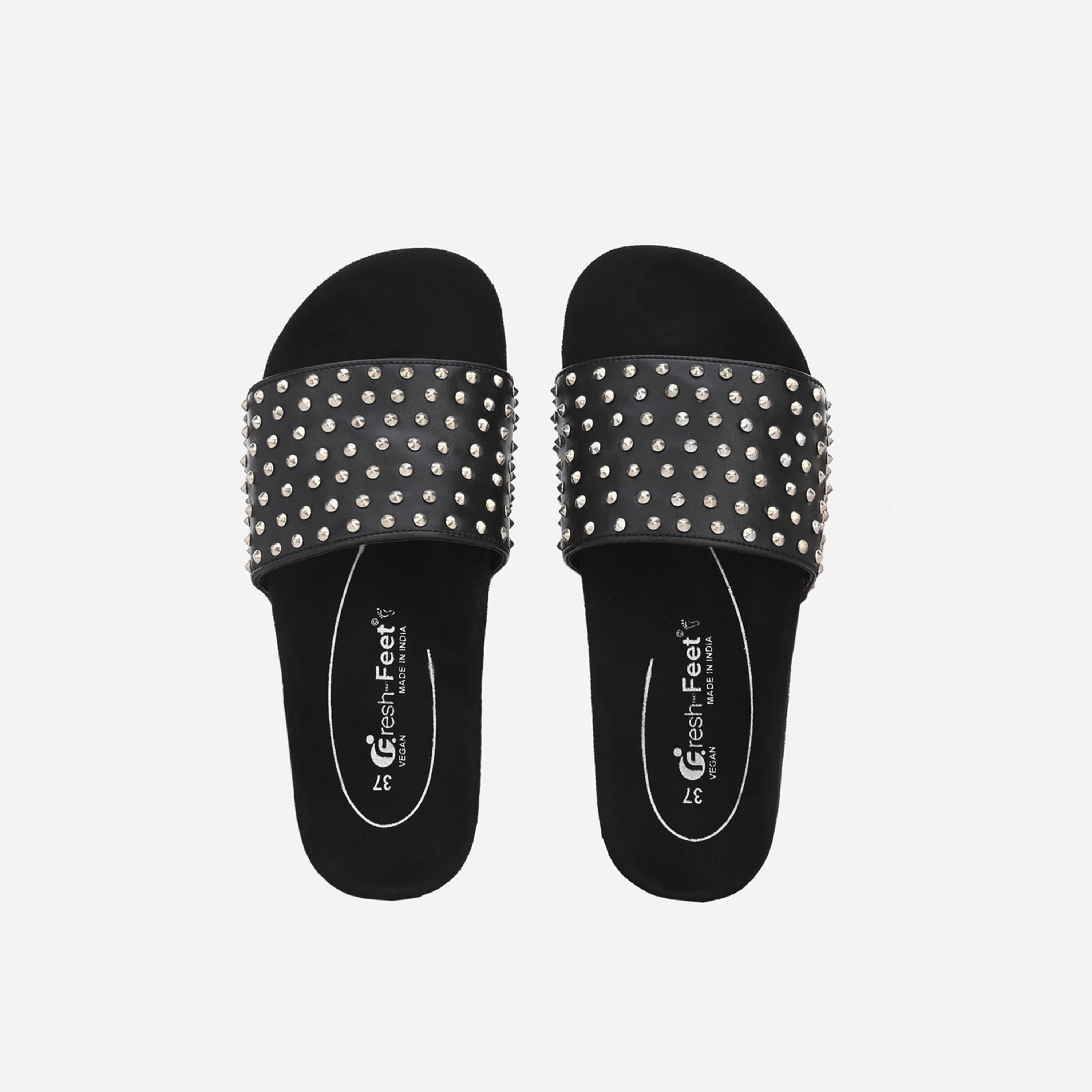 فريش فيت × ستايلي - صندل تقويمي مزين بني-women-shoes-sandals-flats-image-7