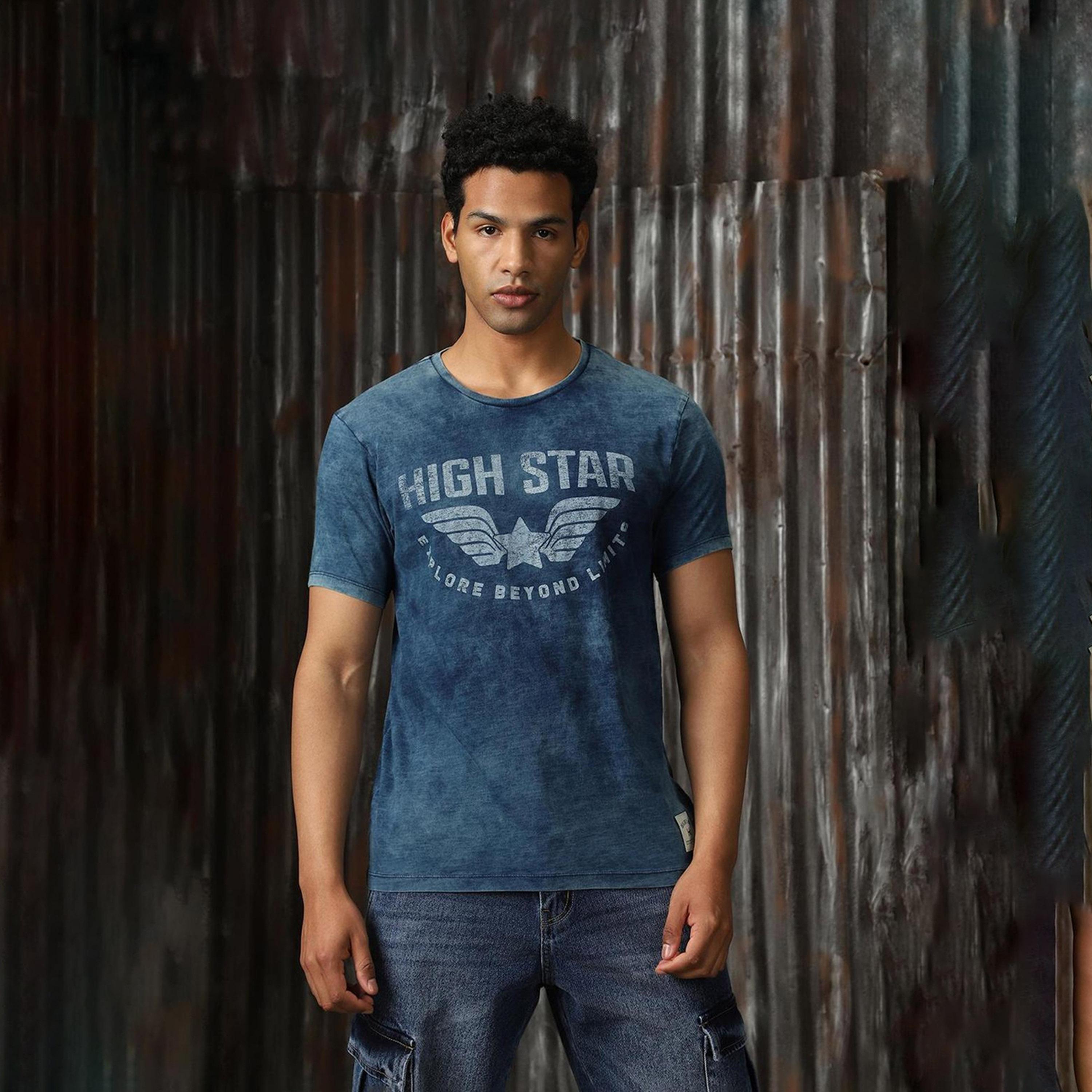 High Star X Styli Men Mid blue T-shirts-men-clothing-tshirtsandpolos-tshirts-image-1