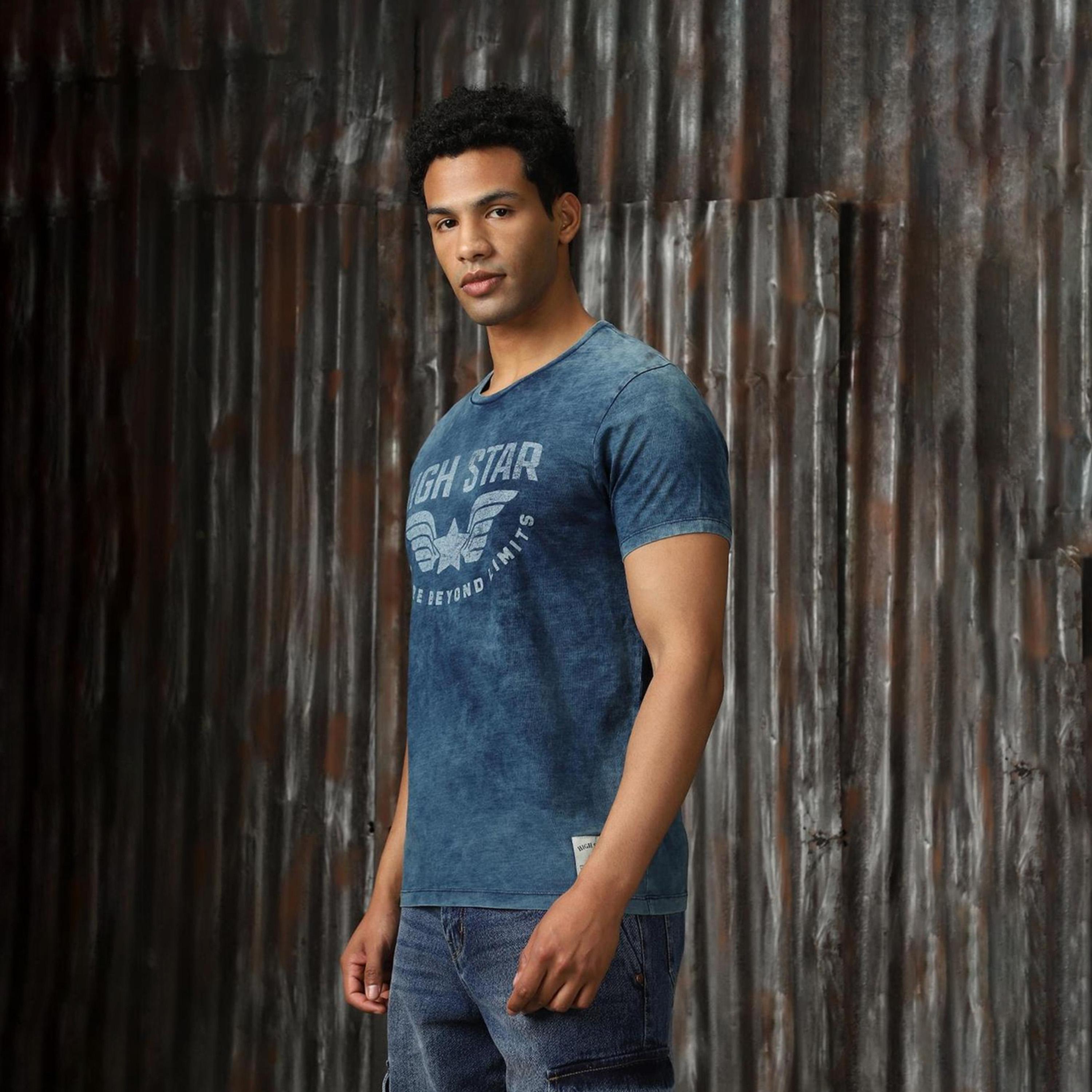 هاي ستار × ستايلي-  تي شيرت للرجال متوسط أزرق-men-clothing-tshirtsandpolos-tshirts-image-2