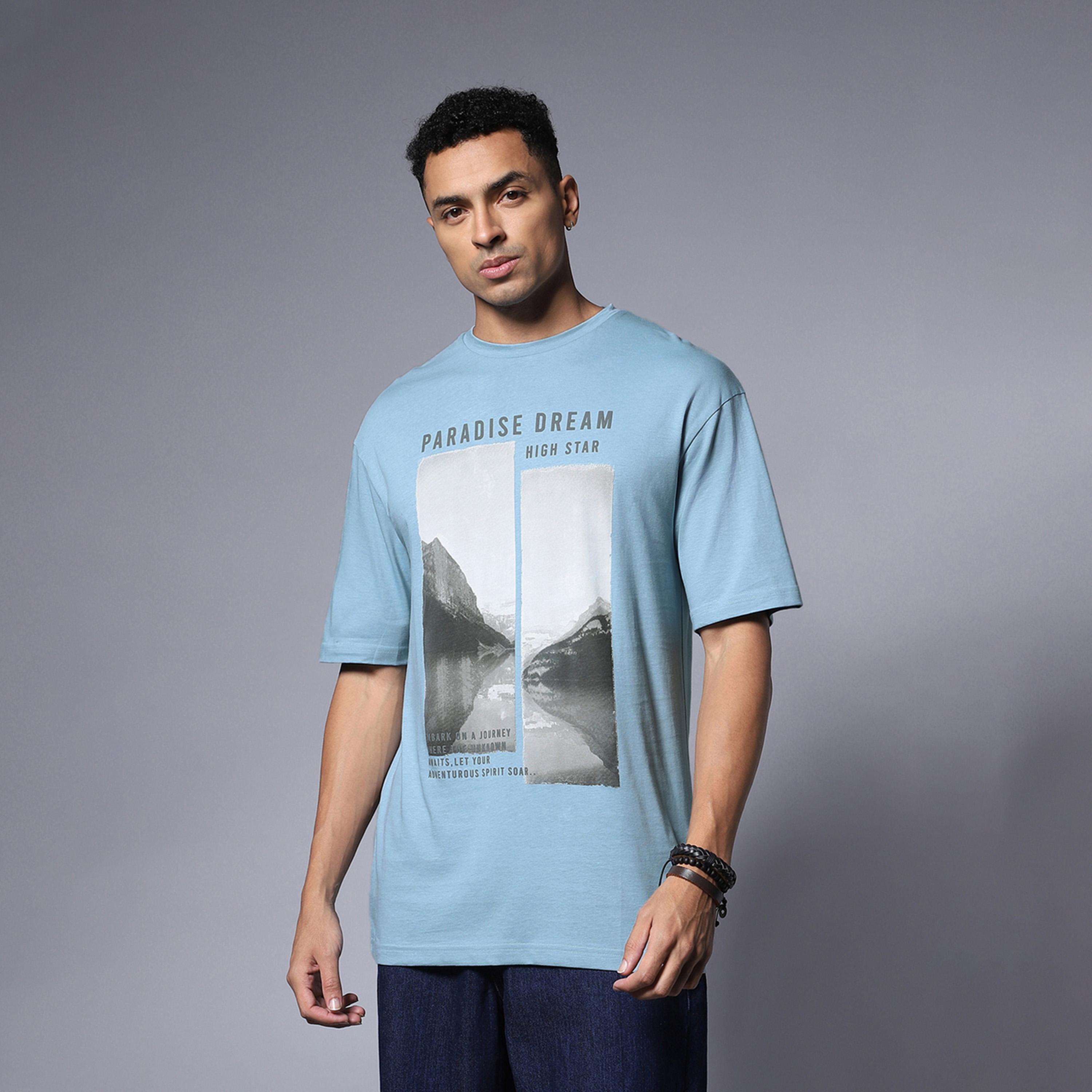 هاي ستار × ستايلي-  تي شيرت للرجال أزرق-men-clothing-tshirtsandpolos-tshirts-image-1
