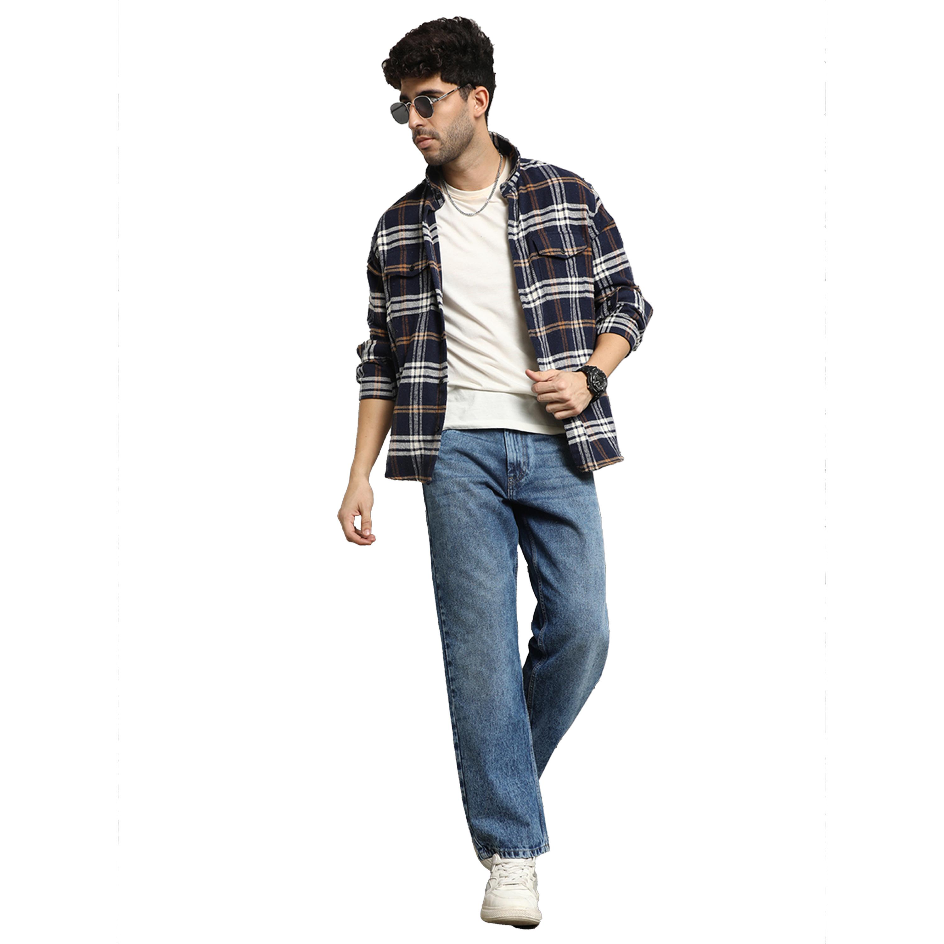 هاي ستار × ستايلي - بنطال جينز بخصر متوسط الارتفاع بقصّة عادية وباهت-men-clothing-bottoms-jeans-image-2
