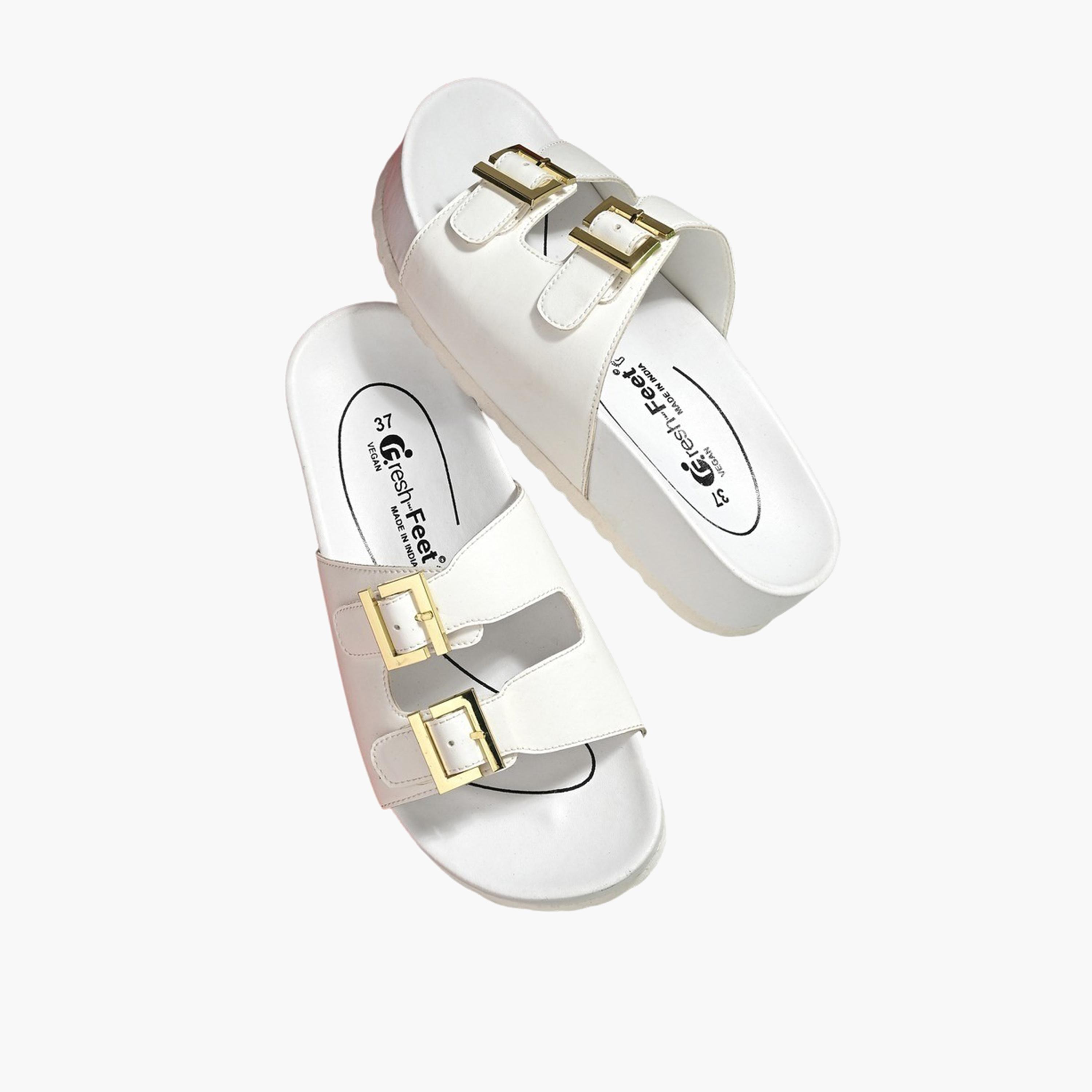 Fresh Feet x Styli Buckle Detail Michelle Orthopedic Sandals-women-shoes-sandals-flats-image-1