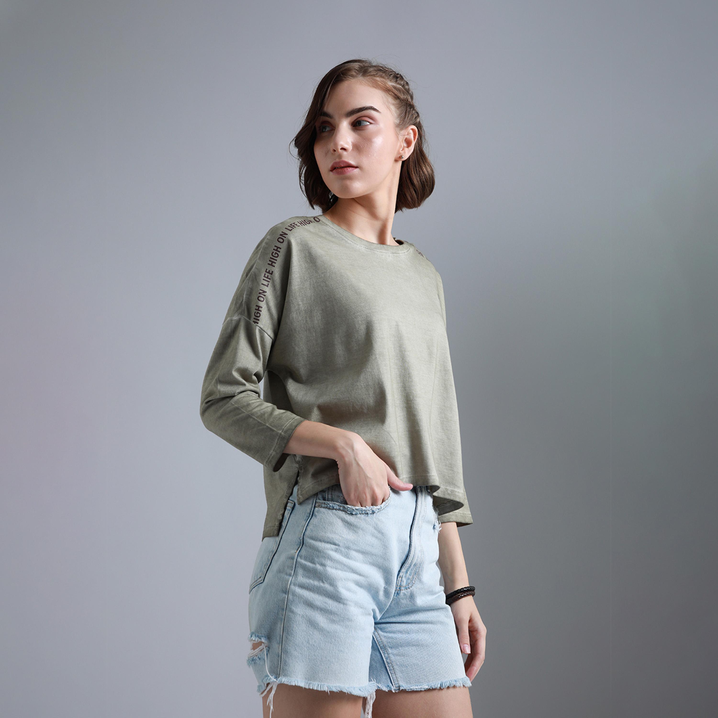 هاي ستار × ستايلي - تي شيرت نسائي - بيج-women-clothing-tshirts-image-1