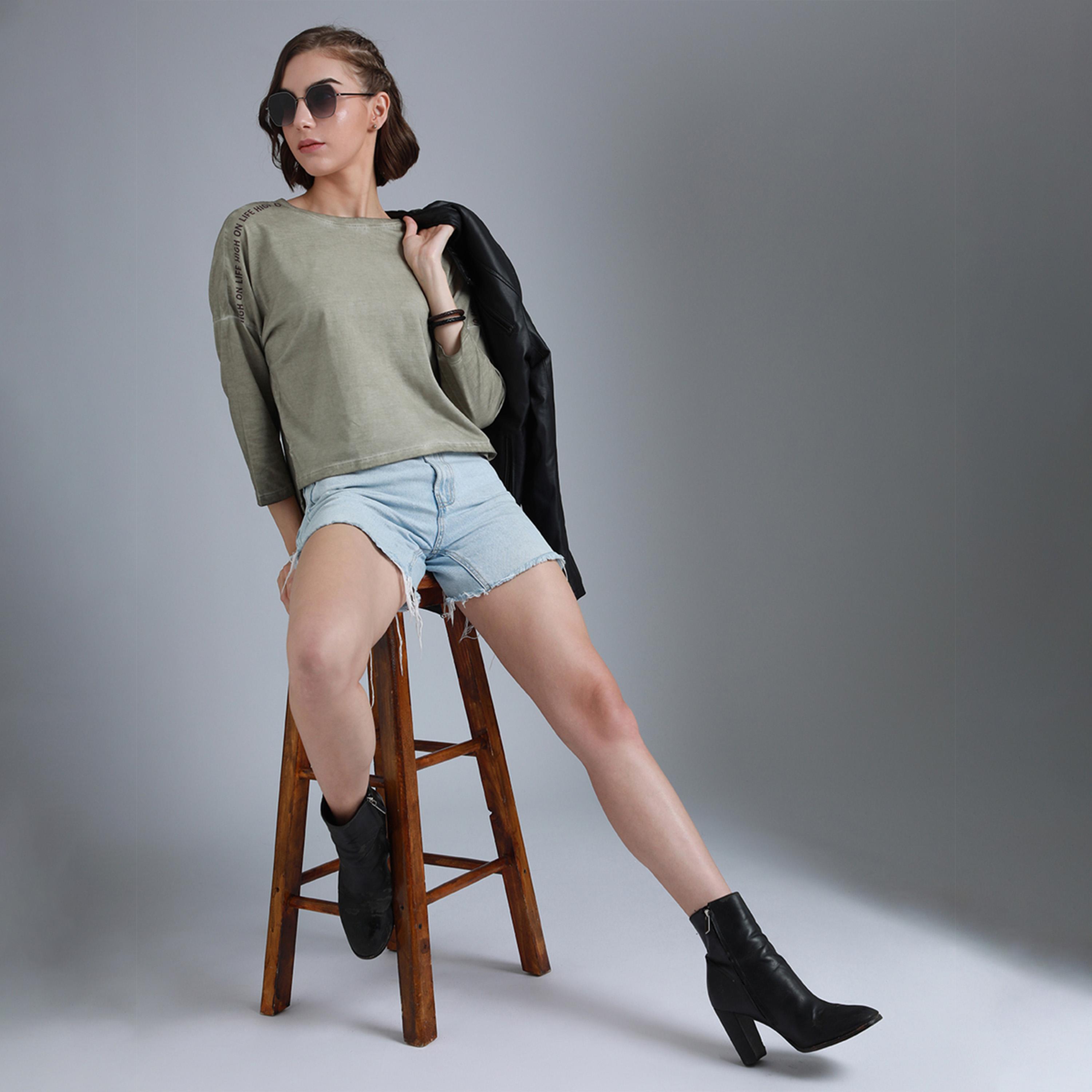 High Star X Styli Women Beige T-shirts-women-clothing-tshirts-image-3
