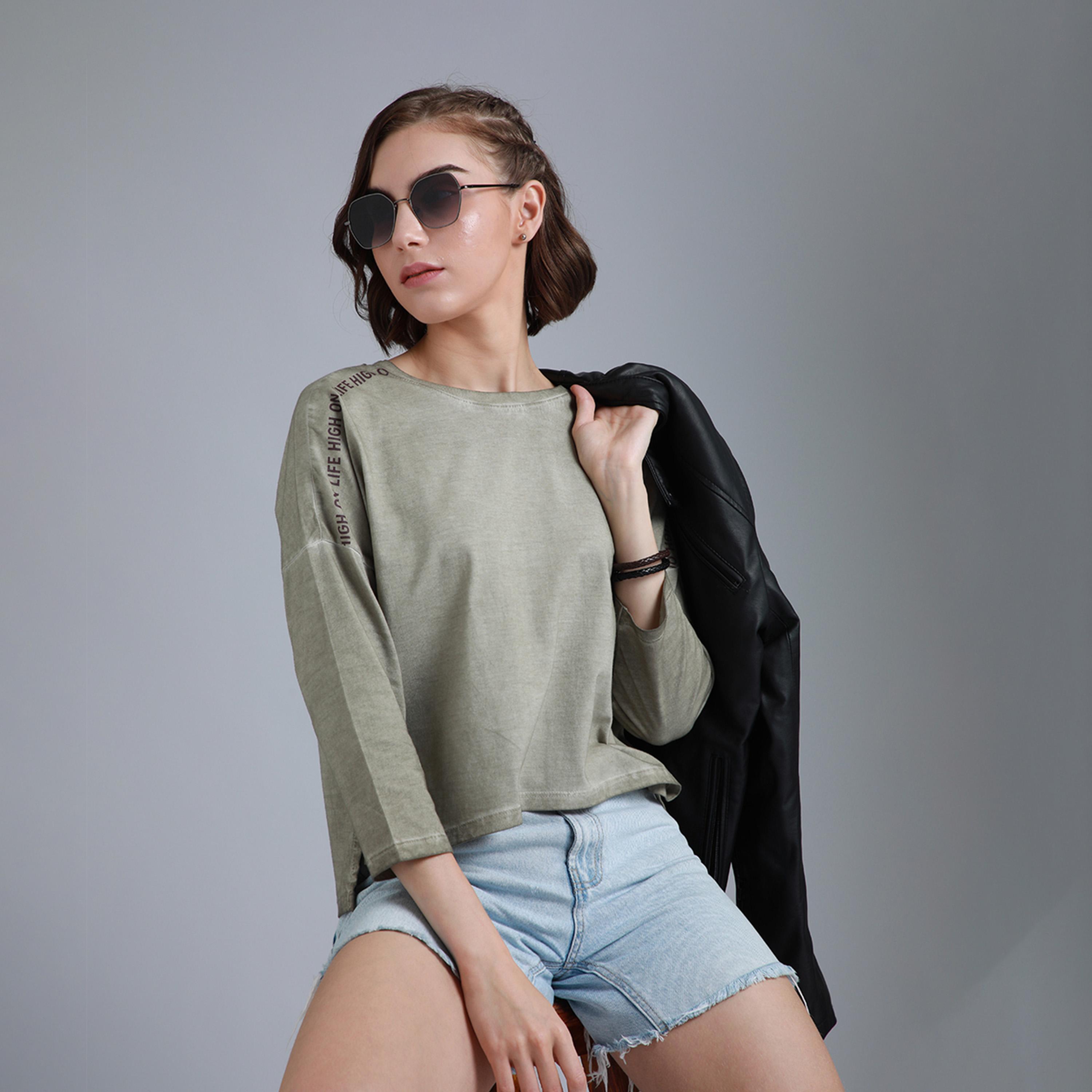 High Star X Styli Women Beige T-shirts-women-clothing-tshirts-image-4